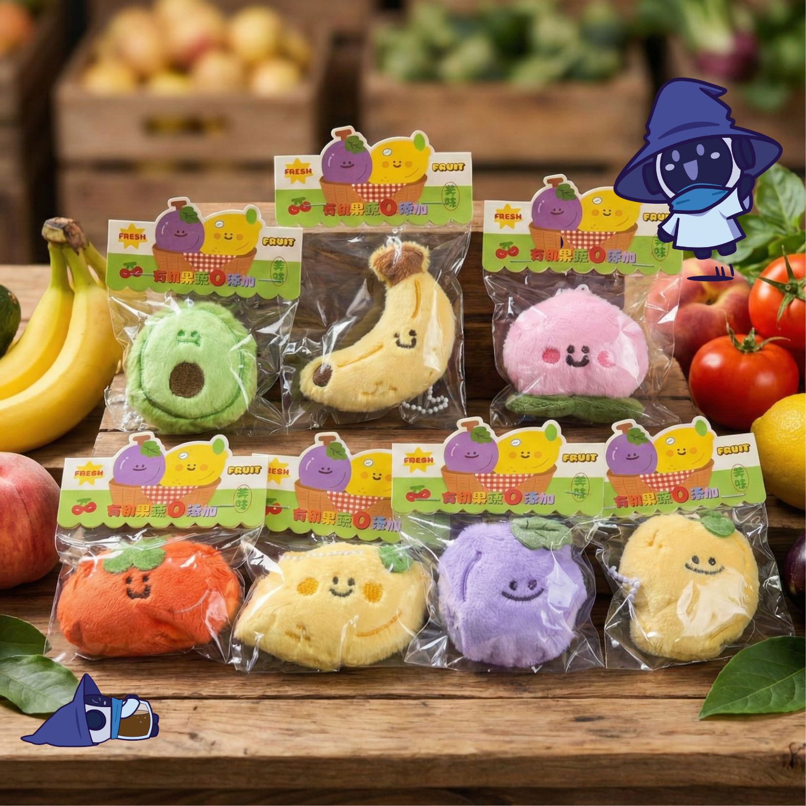 🍓🍌 Cute Fruit Plush Keychain Charms Soft Mini Fruit Dolls