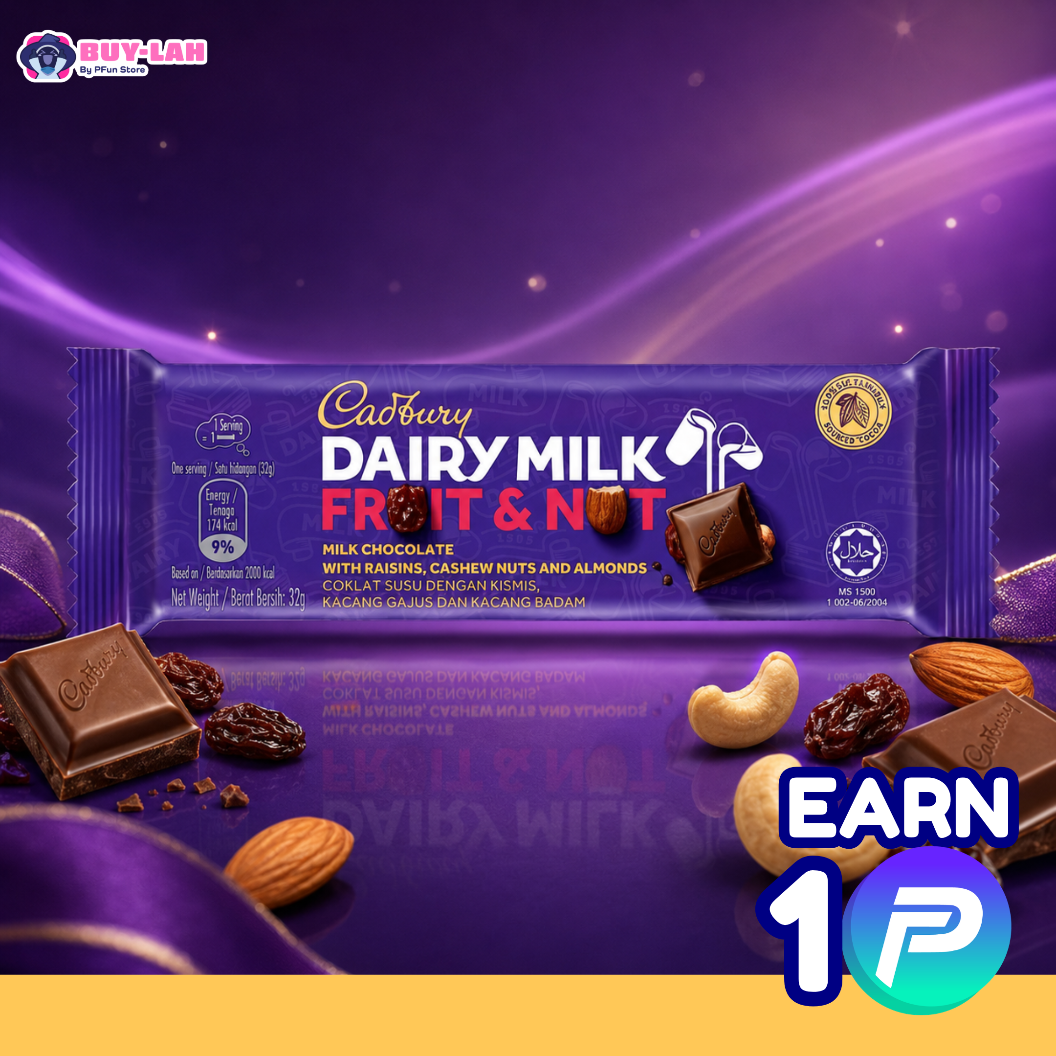 Cadbury Dairy Milk 34g — Fruit & Nut