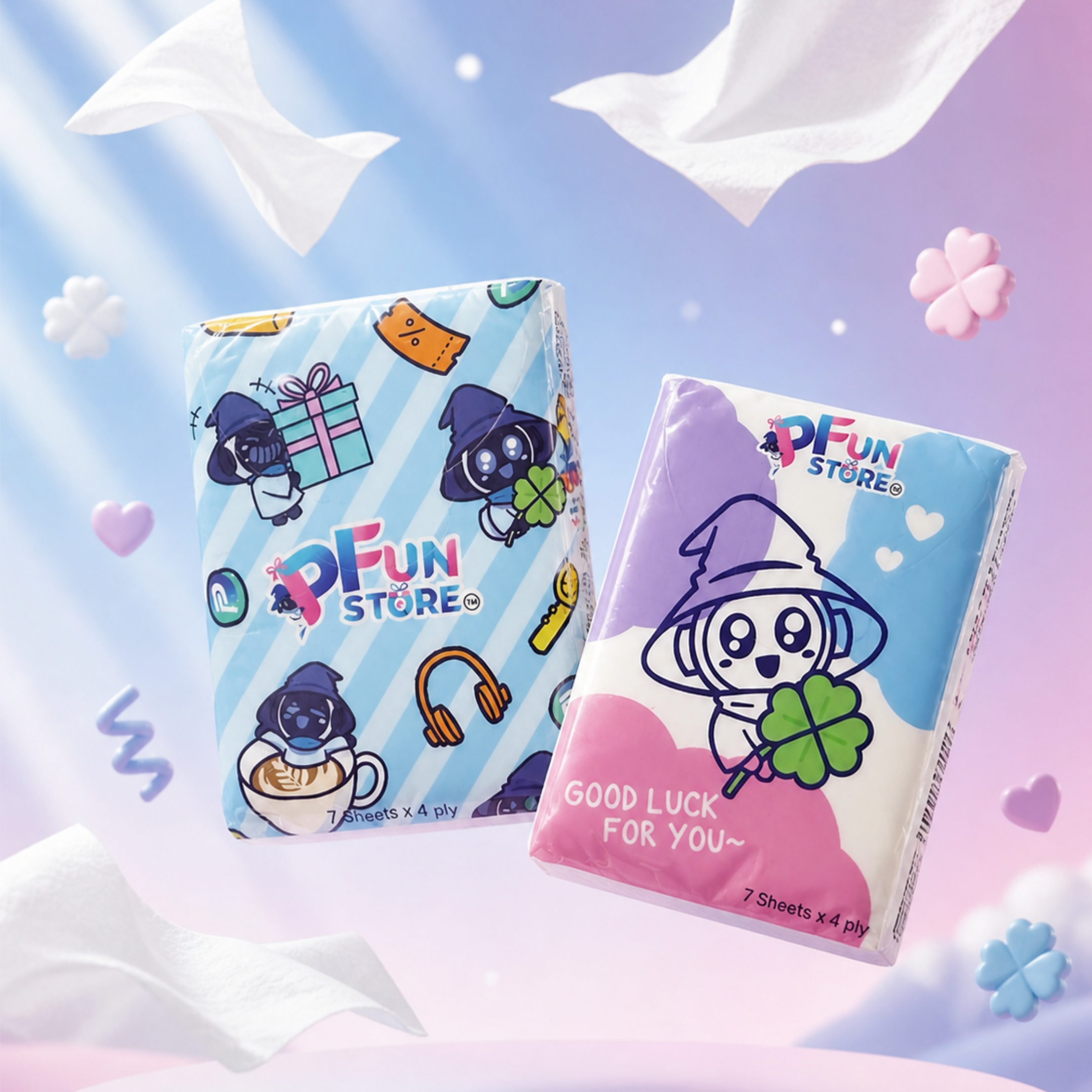 PFun Store Pocket Tissue Set 20 Pack (Free Dr. P Magnet Blind Box)