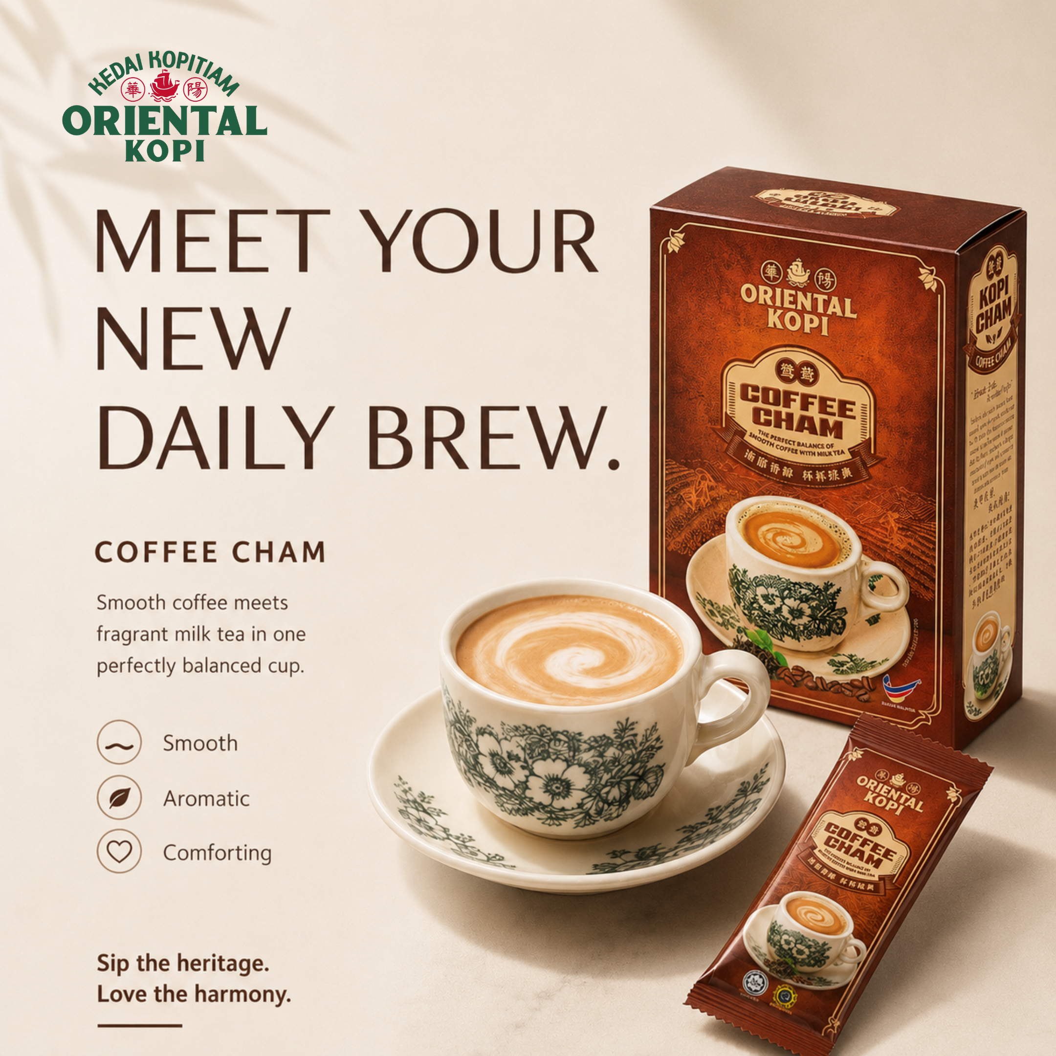  Oriental Coffee Cham 3-in-1 Instant Kopi Cham 400g (10 Sachets)