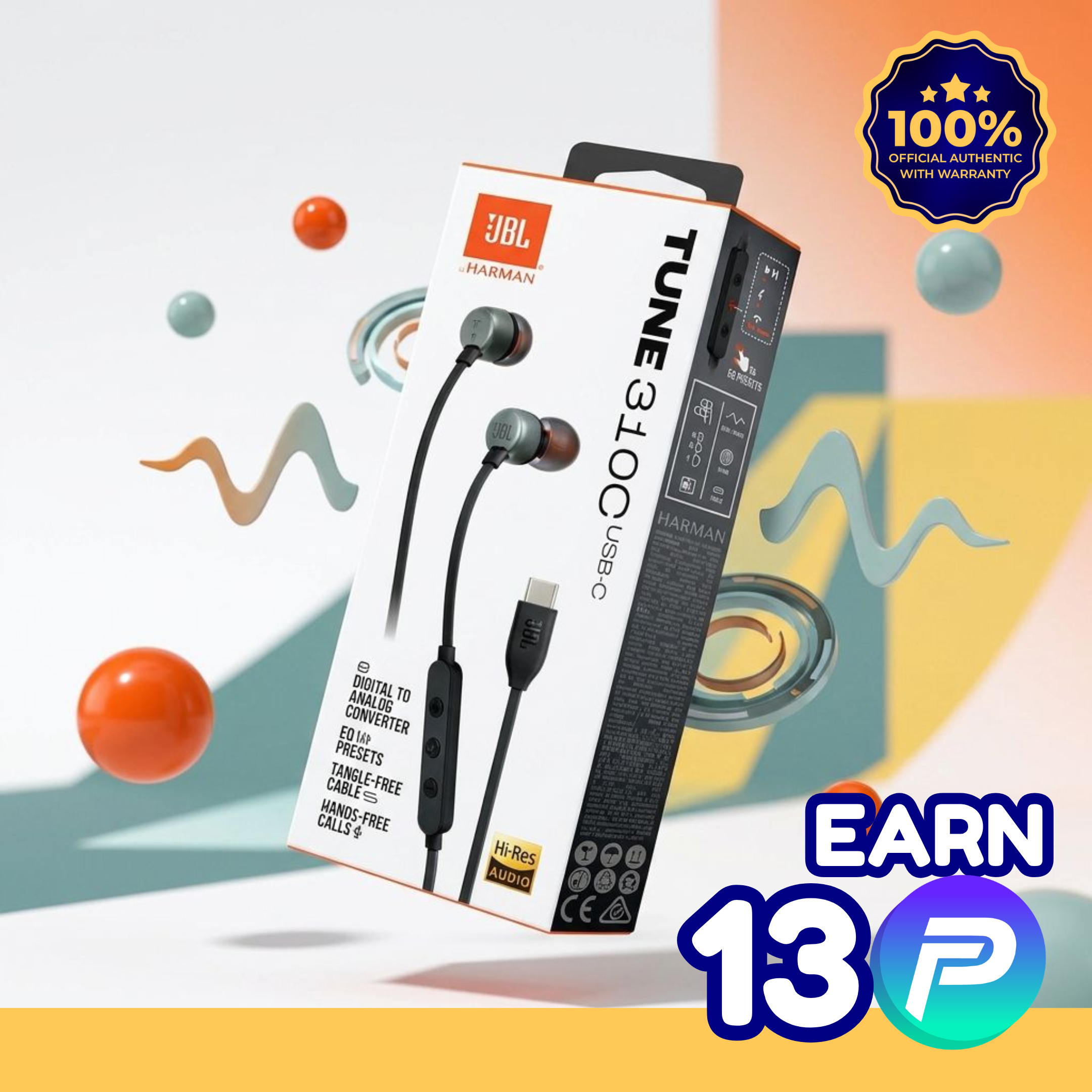  JBL Tune 310C USB-C Wired Hi-Res In-Ear Headphones