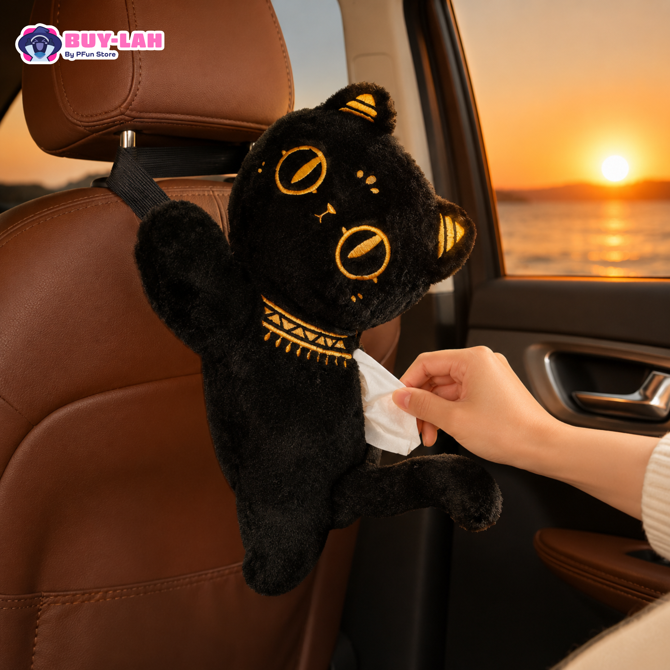  British Museum × Anderson's Cat — Mochi Cat Figure Car Tissue Box