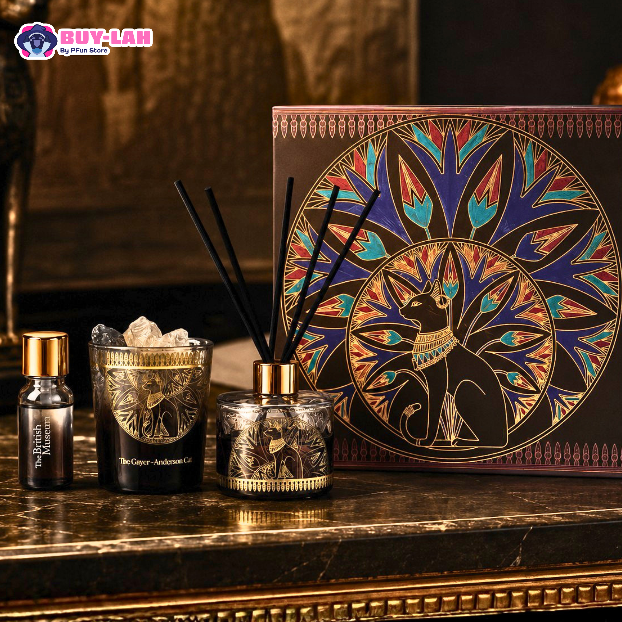 British Museum × Anderson's Cat — Xiaoxue Crystal Stone Aromatherapy Gift Box (Black Tea & Fig)