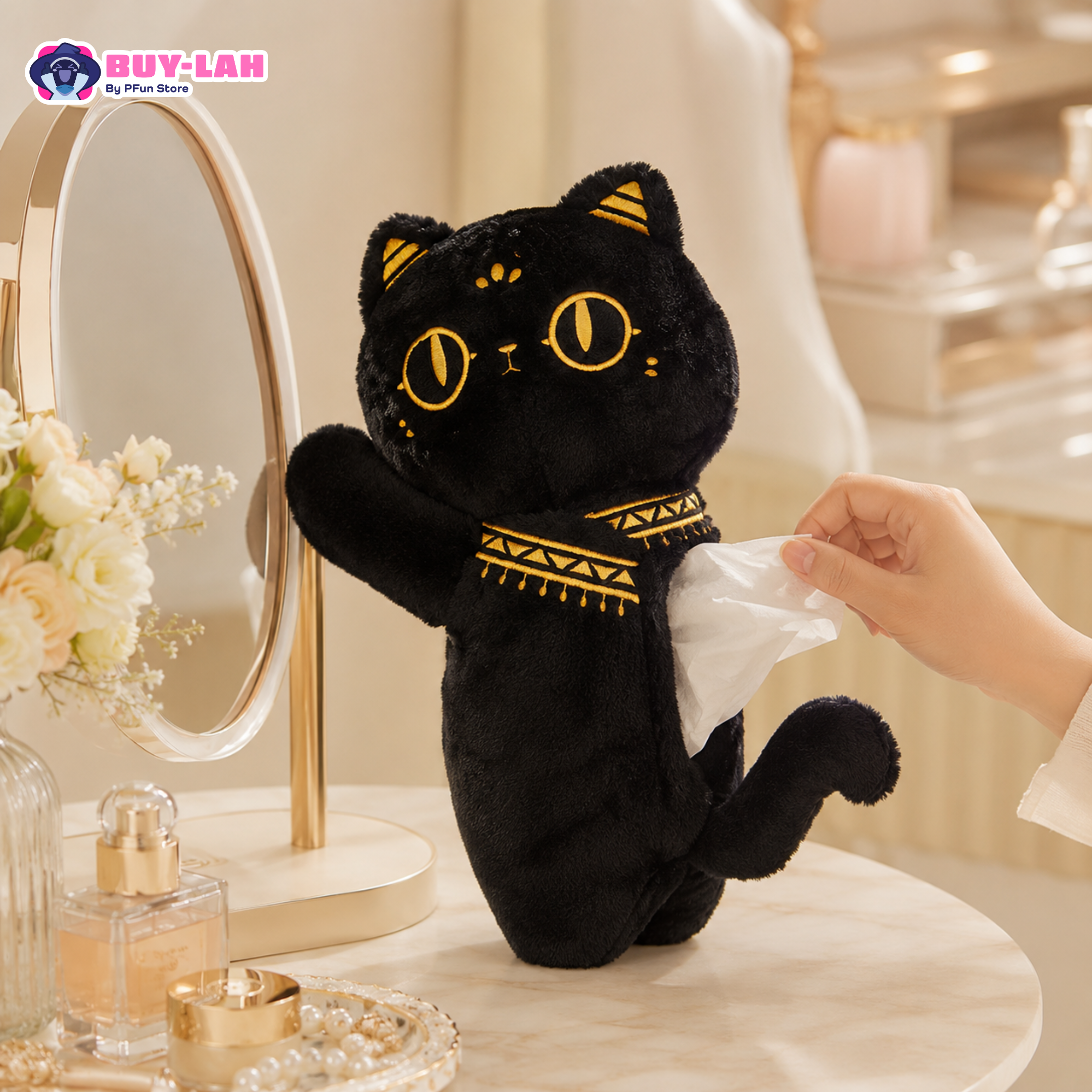  British Museum × Anderson's Cat — Mochi Cat Figure Car Tissue Box