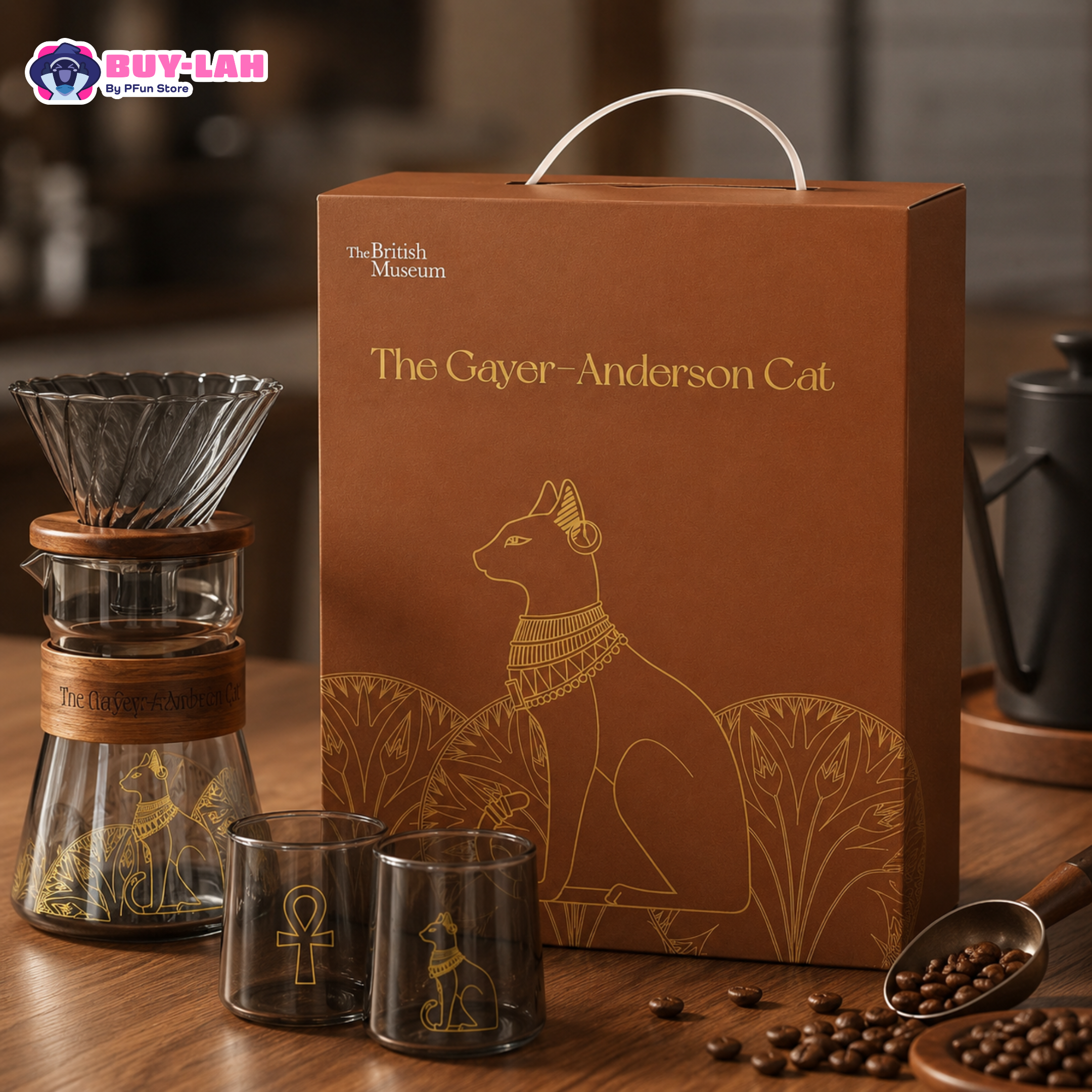 British Museum — Pour-Over Coffee Gift Set with Cup Shell Box (Smoke Grey)