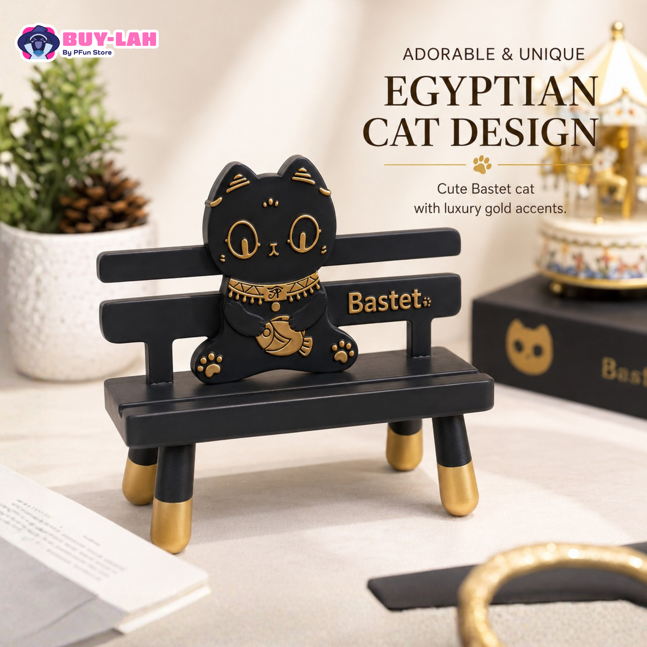 British Museum  — Mochi Cat Bench Tablet & Phone Stand Ornament