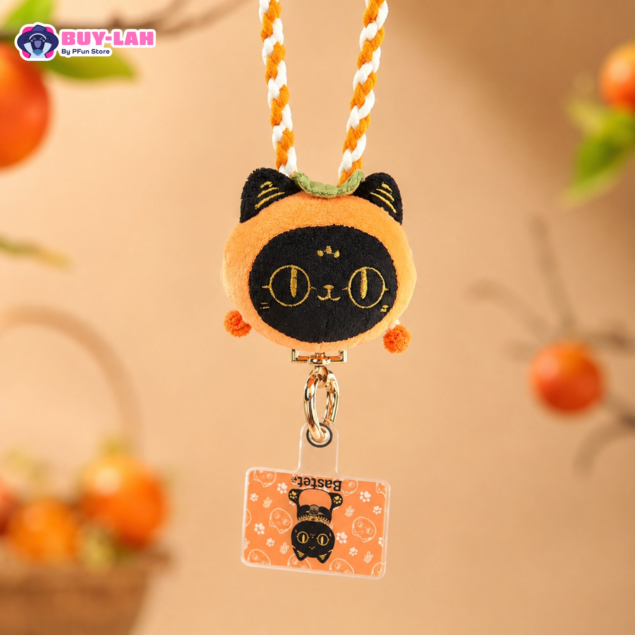 British Museum Bastet Orange Cat Plush Phone Lanyard 