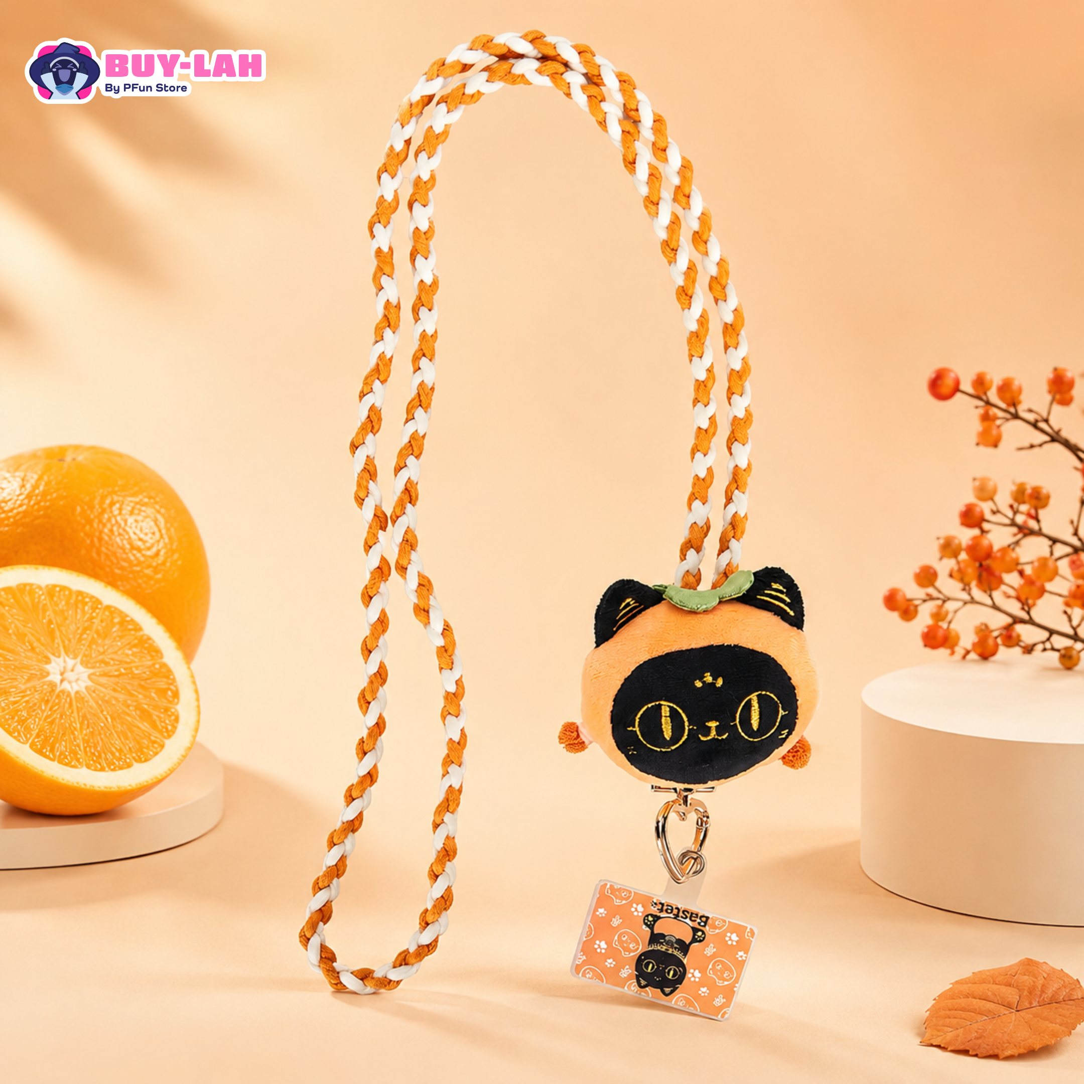 British Museum Bastet Orange Cat Plush Phone Lanyard 