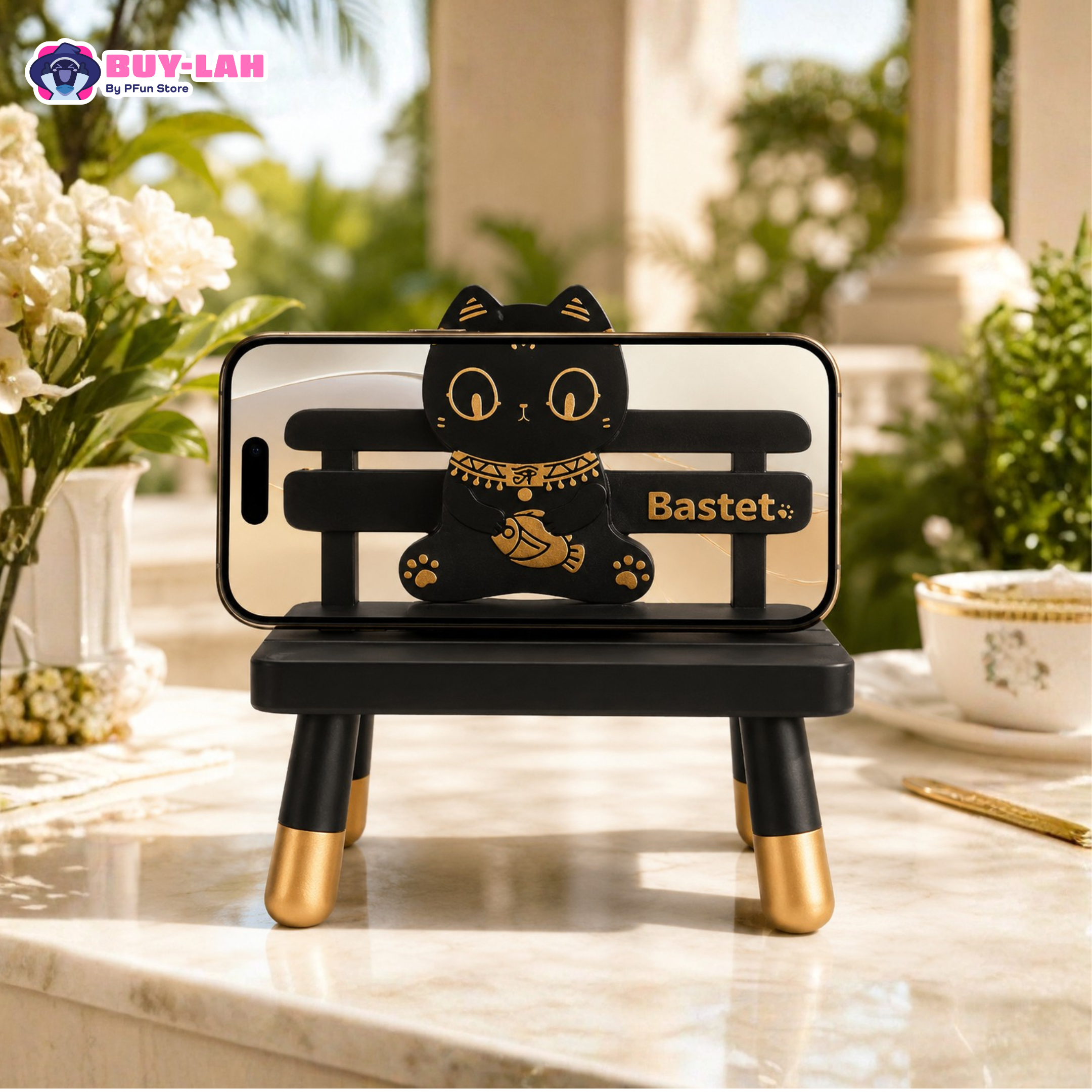 British Museum × Anderson's Cat — Mochi Cat Bench Tablet & Phone Stand Ornament