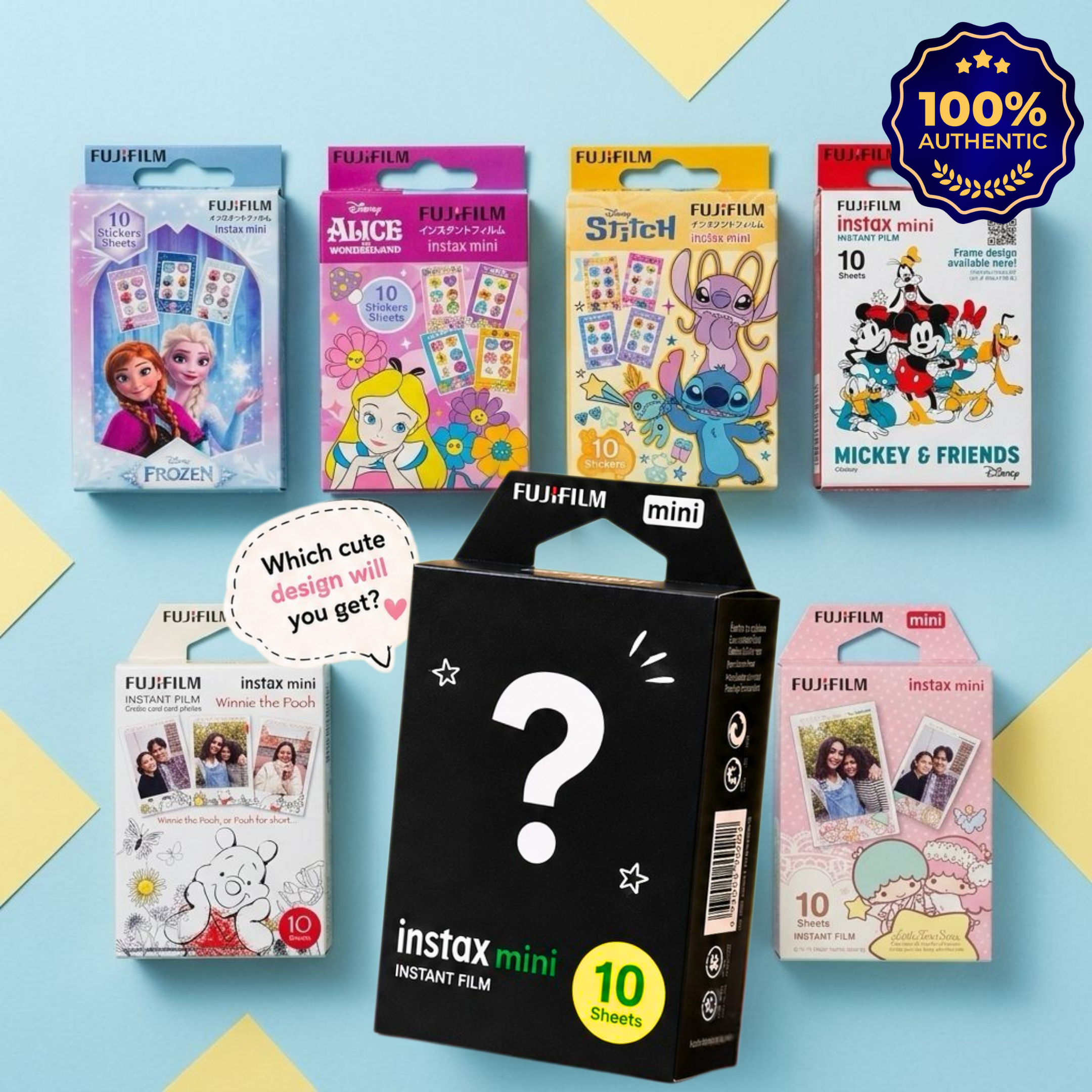 Instax™ Instant Film – Double Fun Limited Bundle (20 White Sheets + 10 Random Cartoon Design Sheets)
