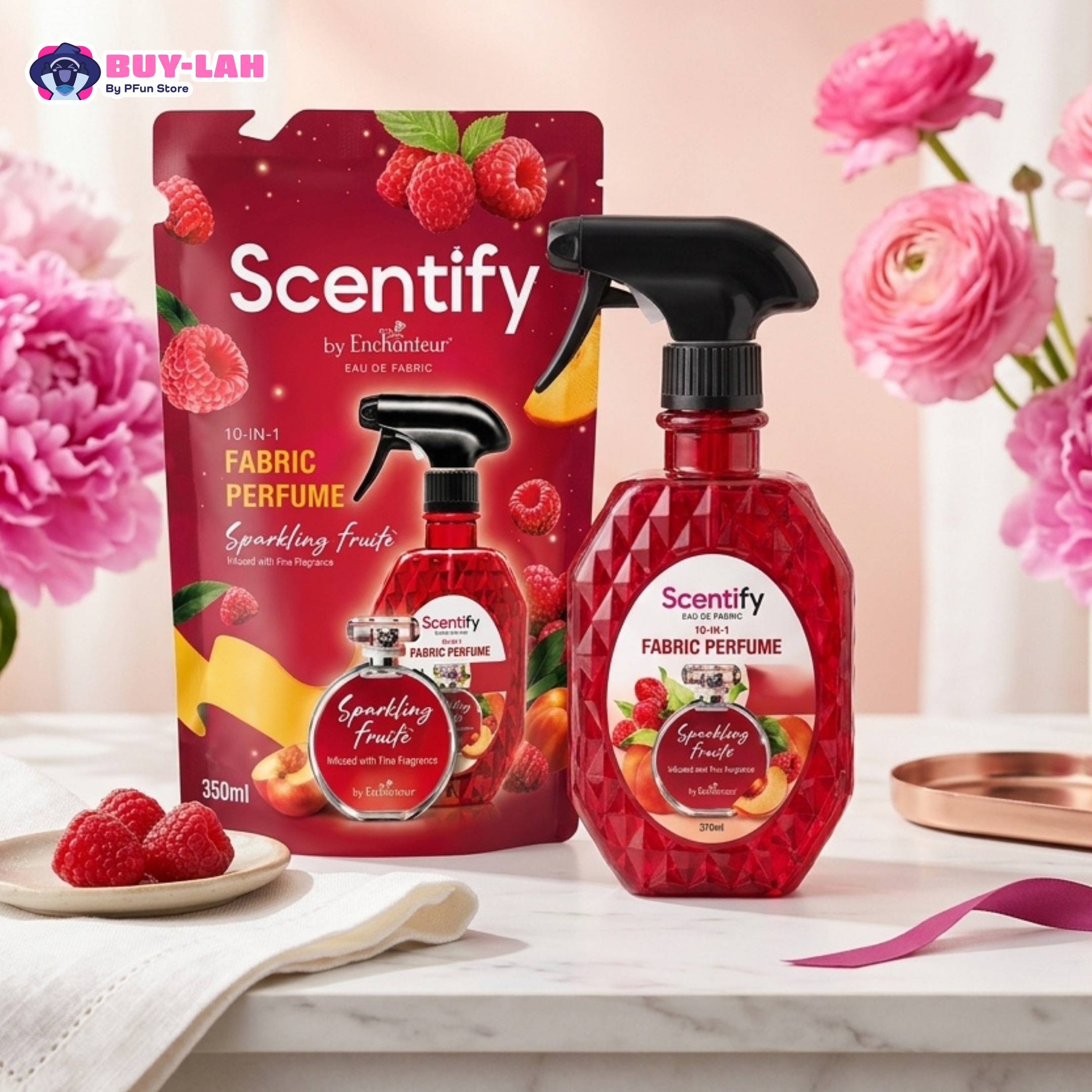Scentify Fabric Perfume Refill Bundle – 370ml Spray + 350ml Refill Pack