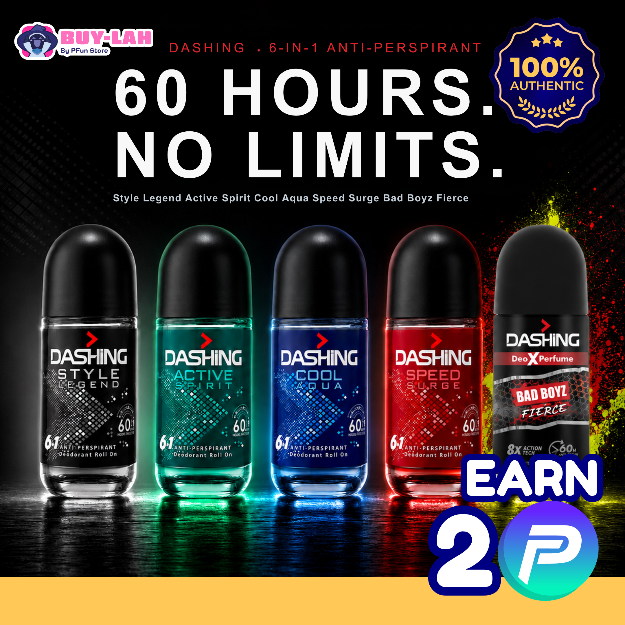 Dashing Anti-Perspirant Deodorant Roll-On 6-in-1 60HR  | 2nd Item 50% Off