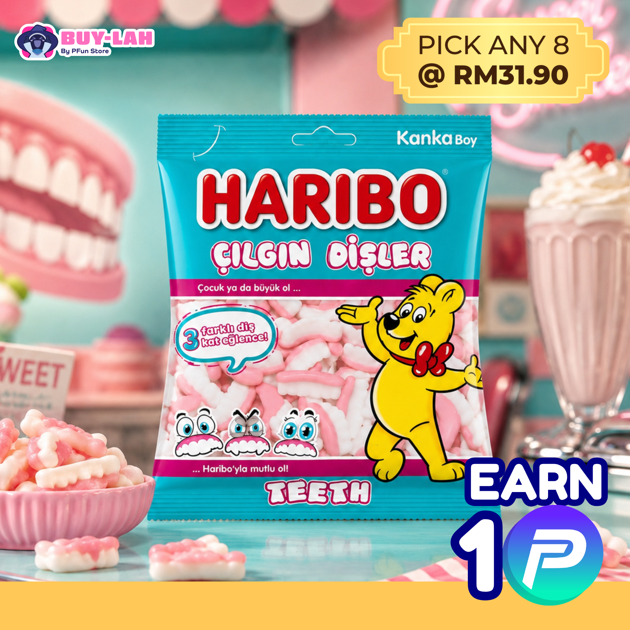 HARIBO Teeth Gummy Candy — Unique Shape