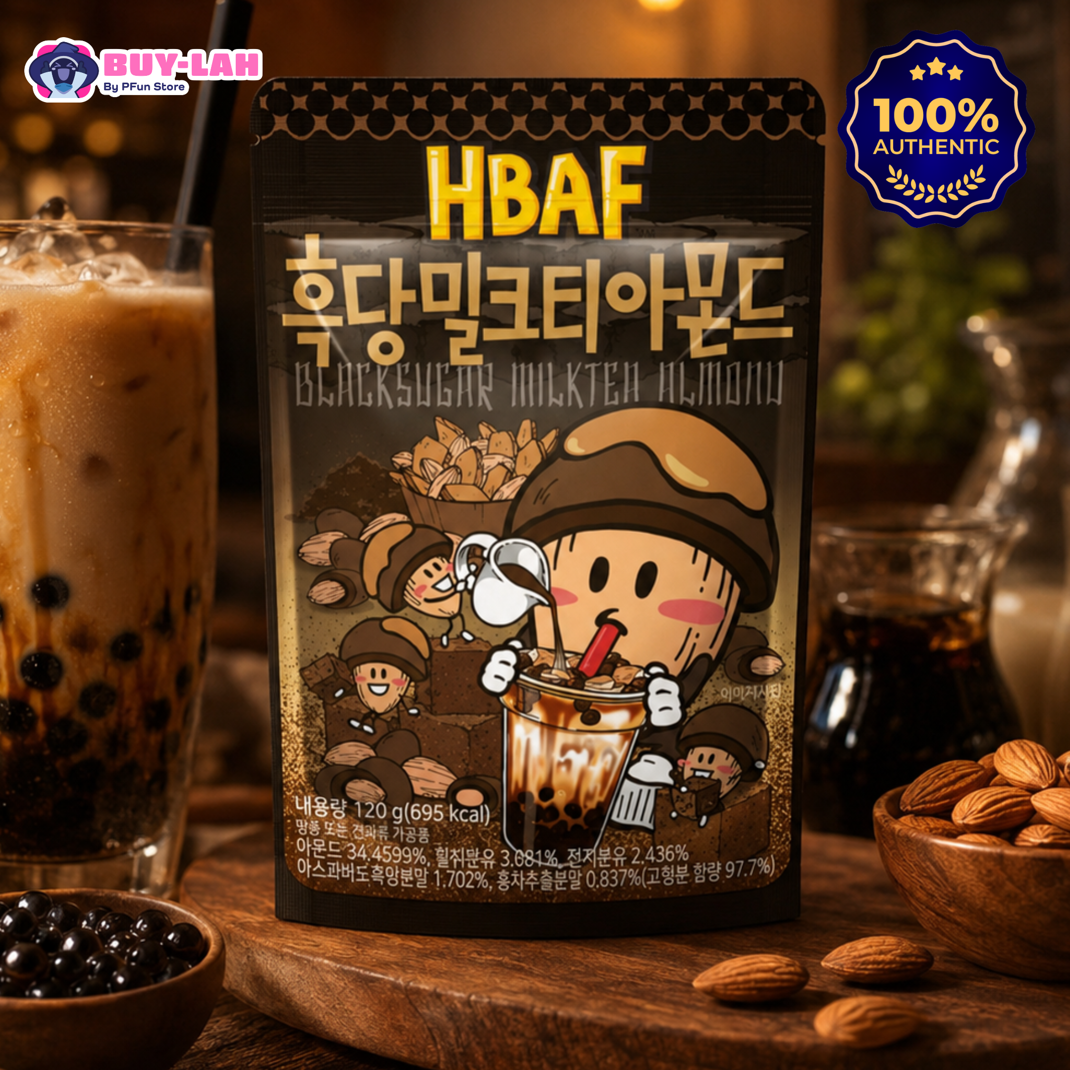 HBAF Black Sugar Milk Tea Almond (120g)