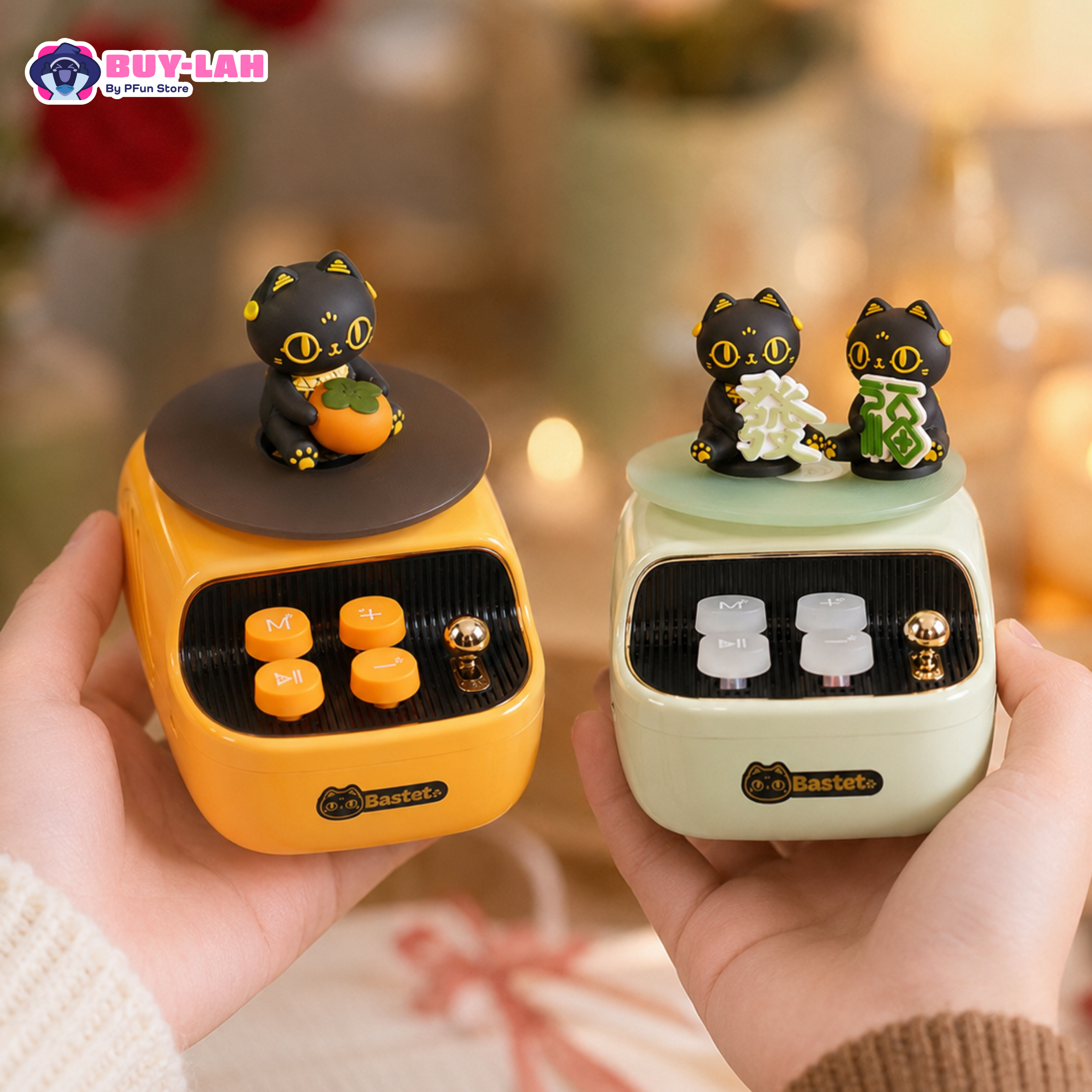 🏛️ The British Museum 🐱 Bastet Series Retro Vinyl-Style Bluetooth Speaker “Persimmon Blessing”
