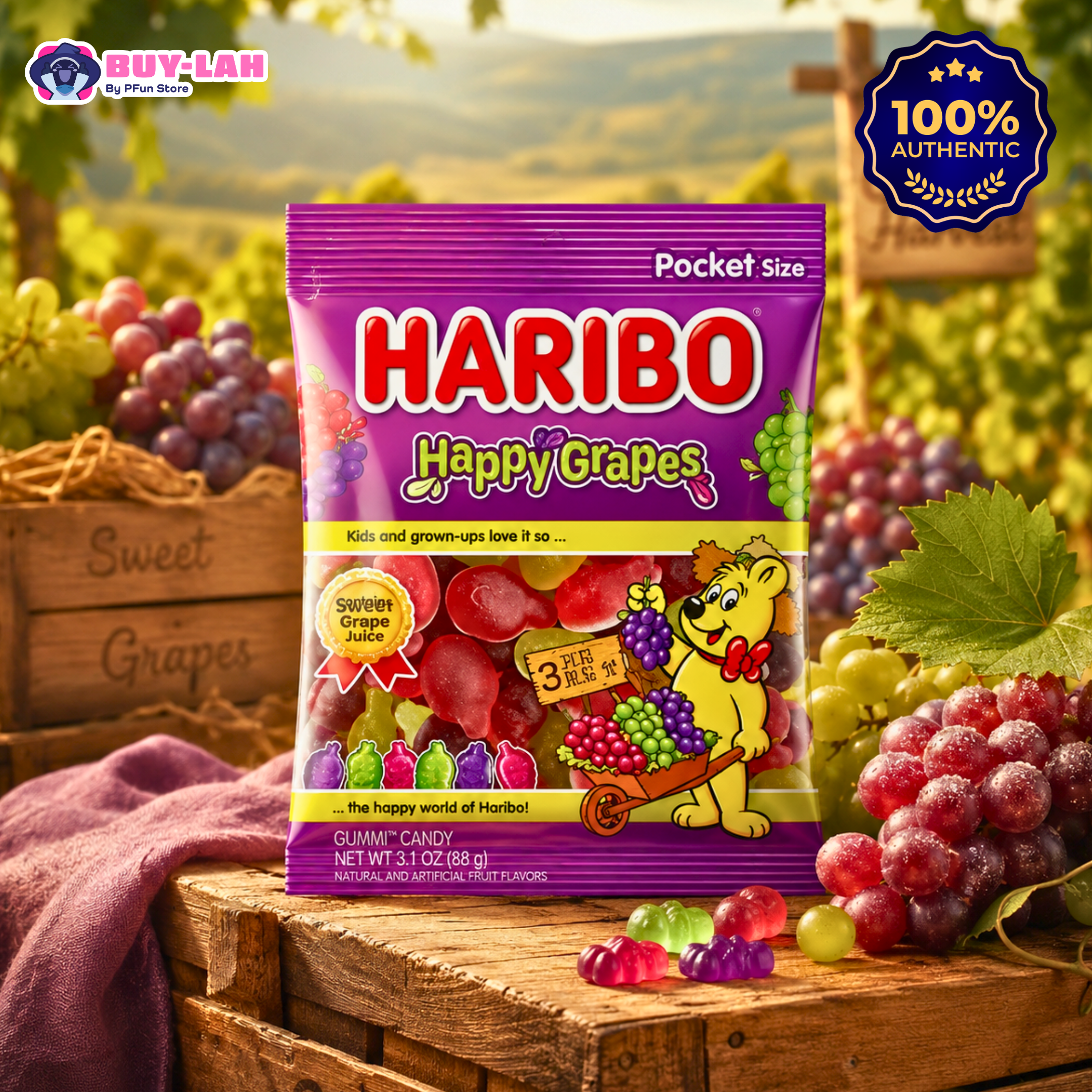 HARIBO Happy Grape Gummy Candy — Fruity