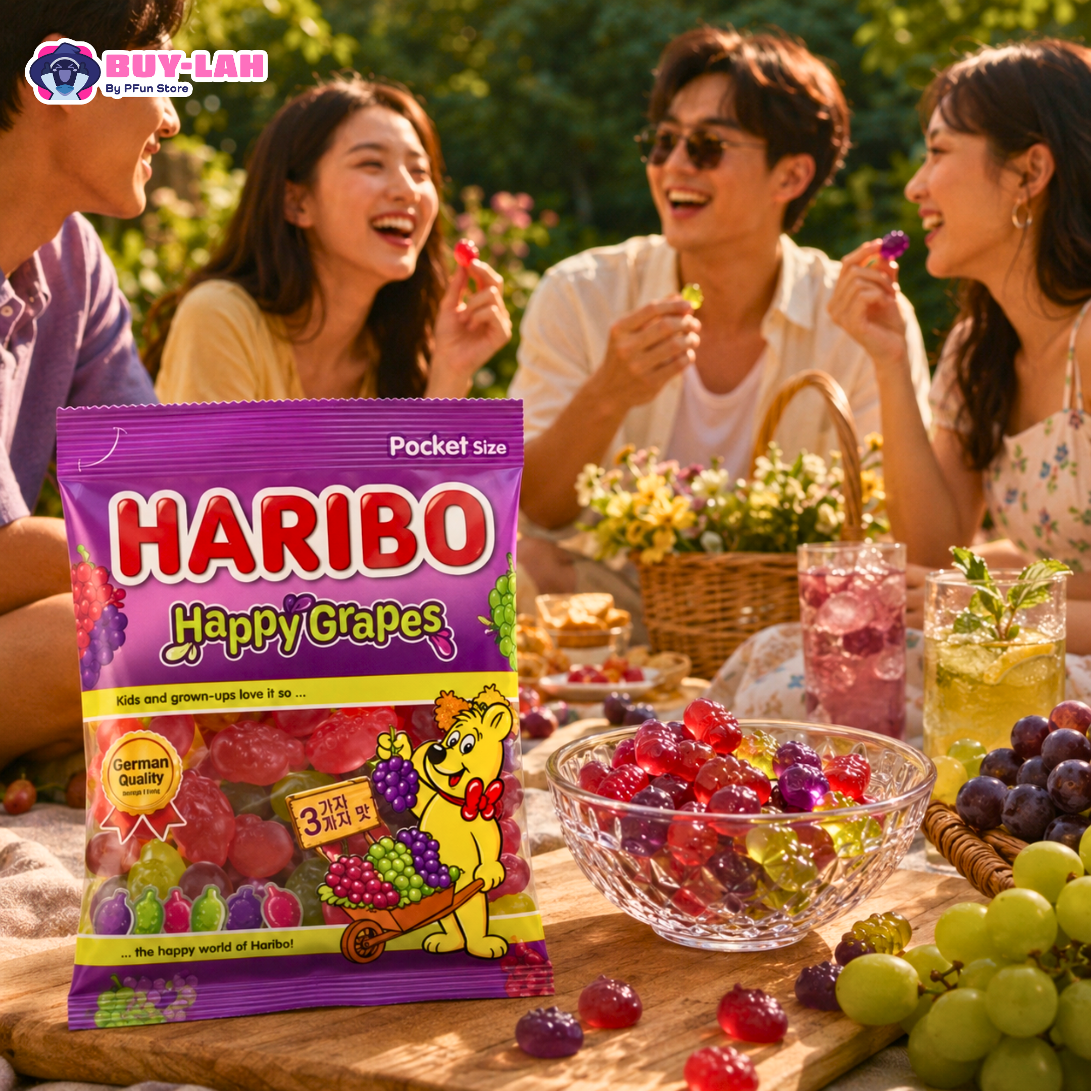 HARIBO Happy Grape Gummy Candy — Fruity