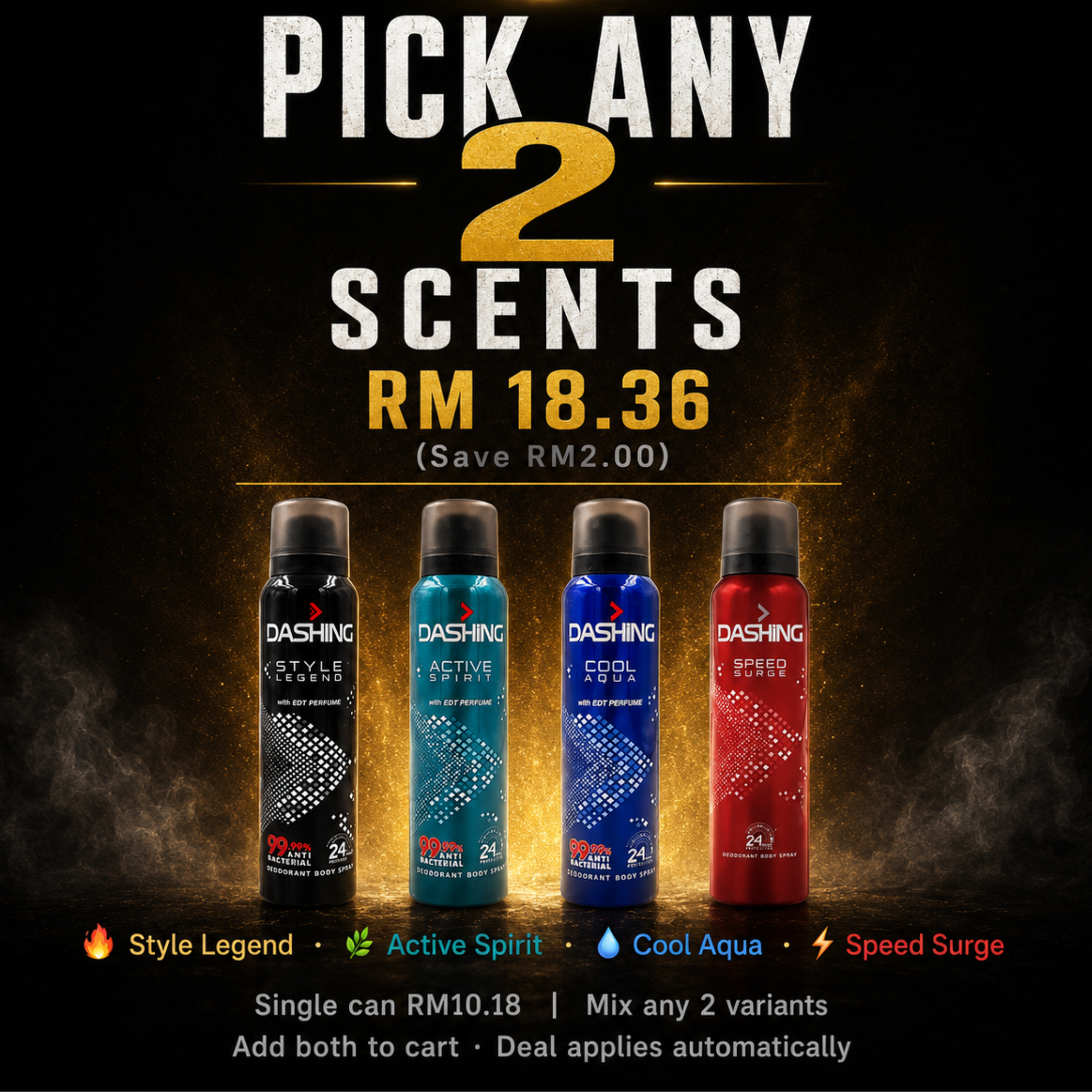 Dashing Anti-Perspirant Deodorant Body Spray 24HR