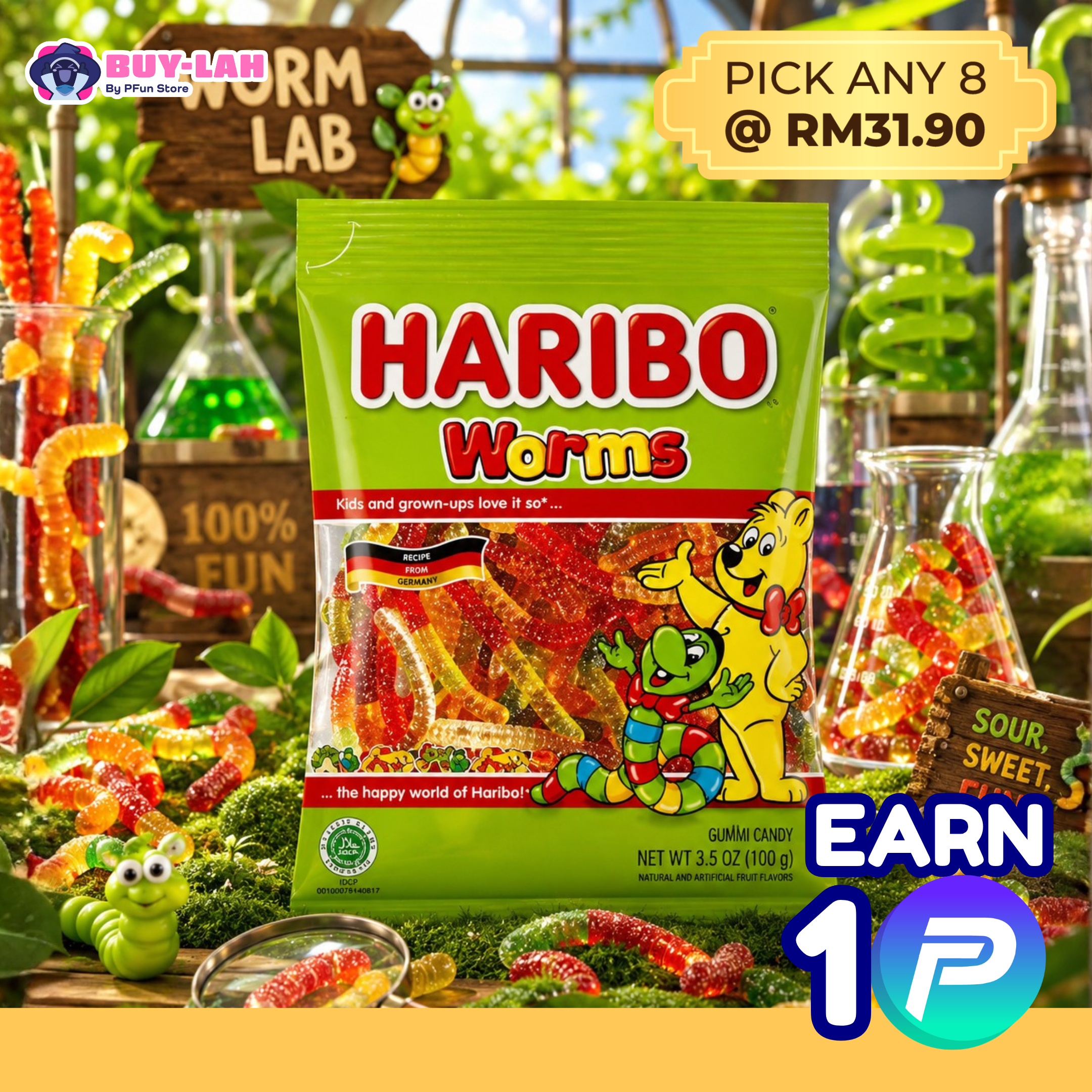 HARIBO Worms Gummy Candy — Classic 