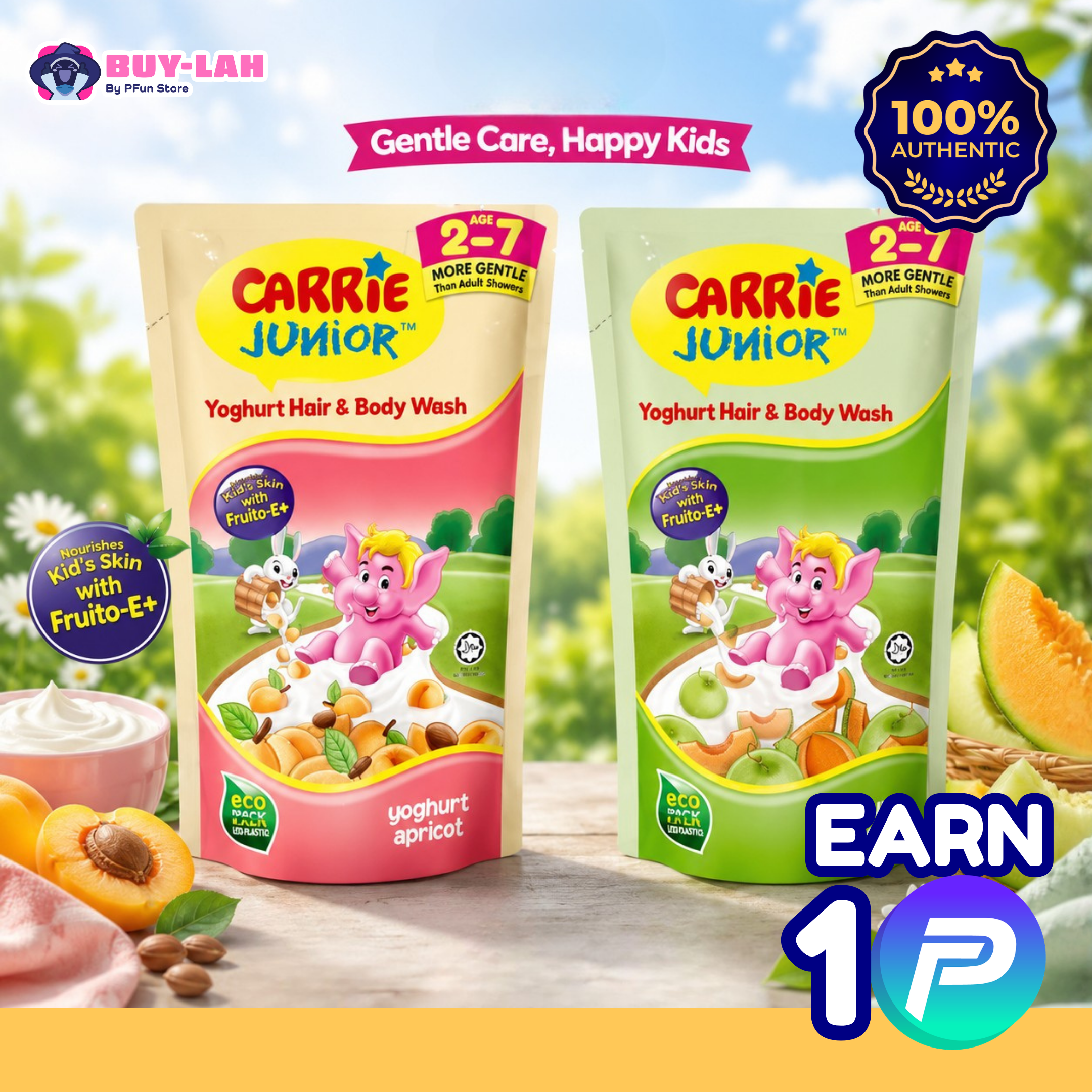  Carrie Junior Yoghurt Hair & Body Wash — Eco Pack Refill Pouch (475g)