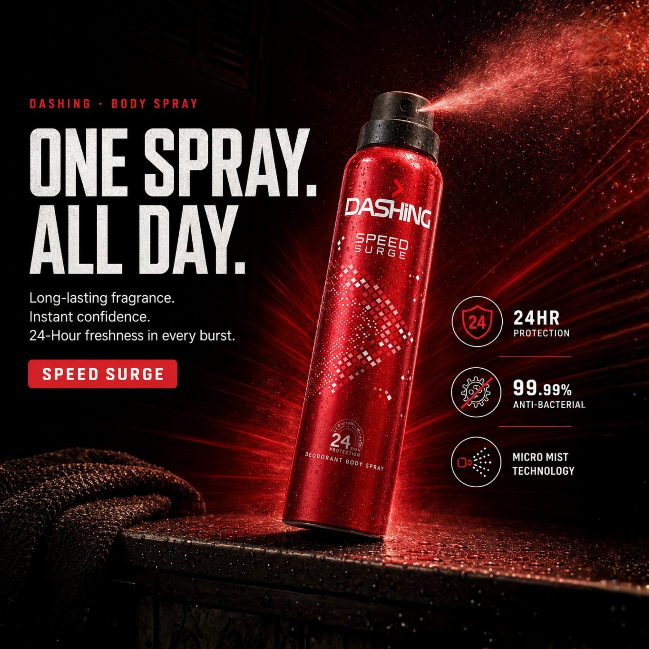 Dashing Anti-Perspirant Deodorant Body Spray 24HR
