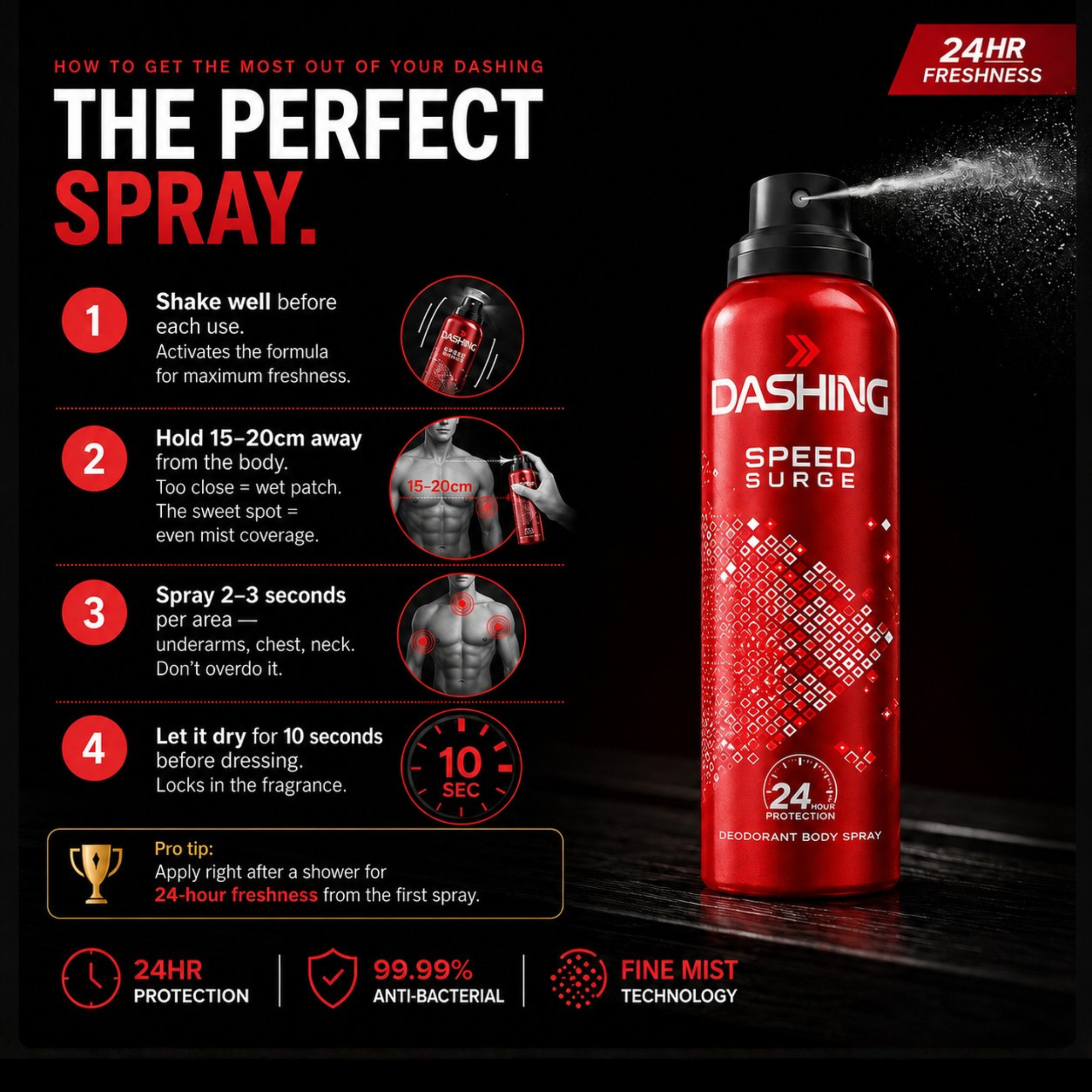 Dashing Anti-Perspirant Deodorant Body Spray 24HR