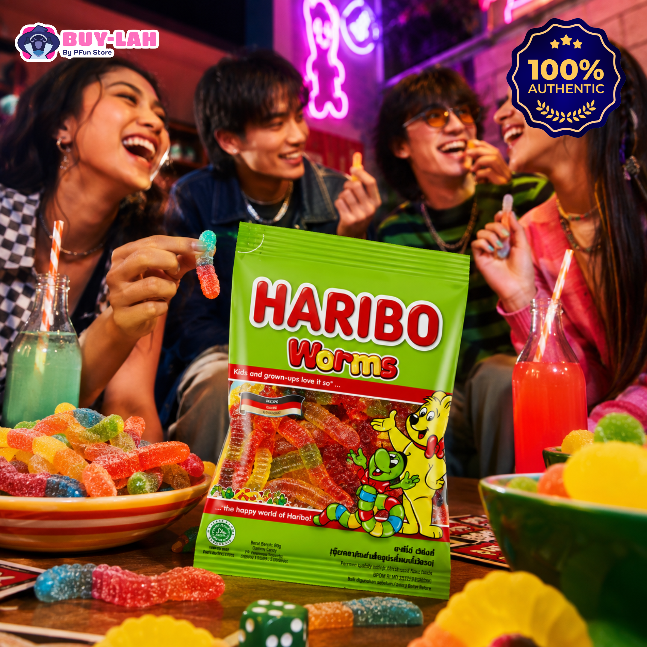 HARIBO Worms Gummy Candy — Classic 