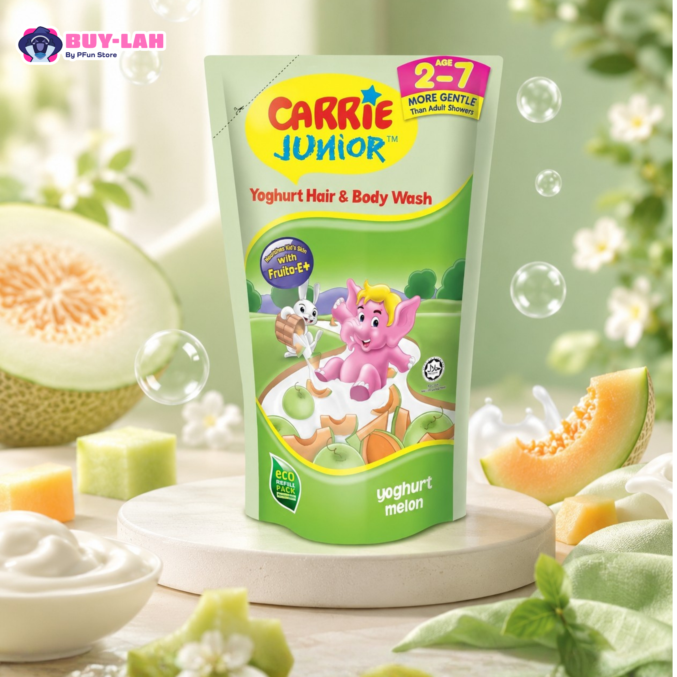  Carrie Junior Yoghurt Hair & Body Wash — Eco Pack Refill Pouch (475g)