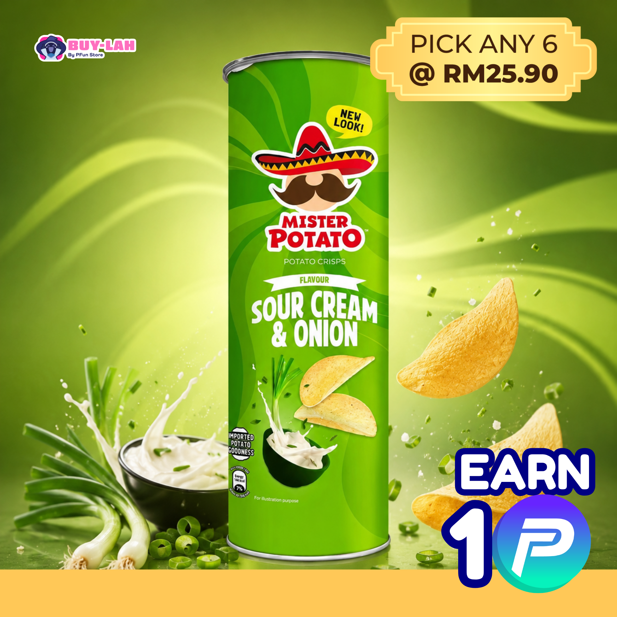 Mister Potato Crisps 125g — Sour Cream & Onion