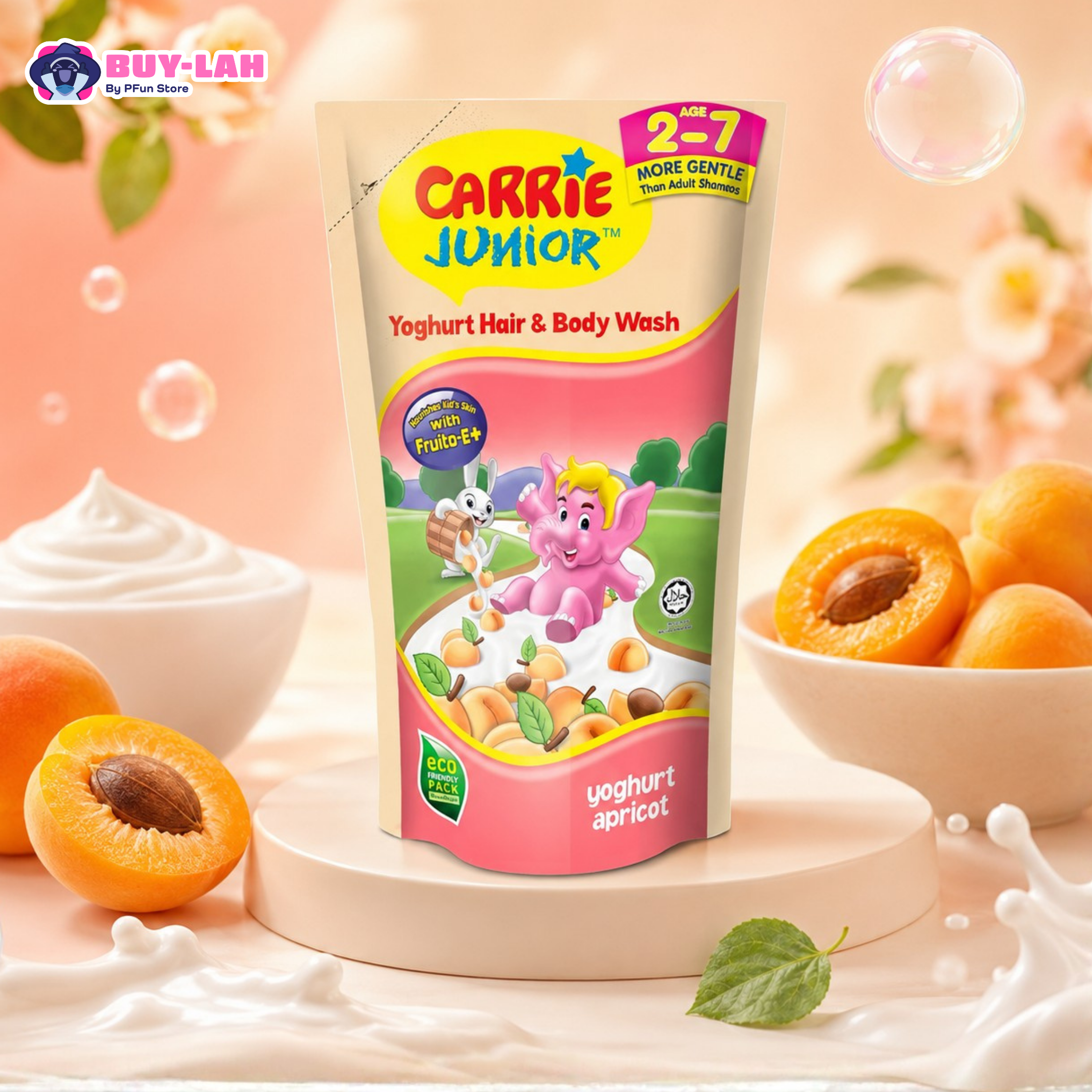  Carrie Junior Yoghurt Hair & Body Wash — Eco Pack Refill Pouch (475g)