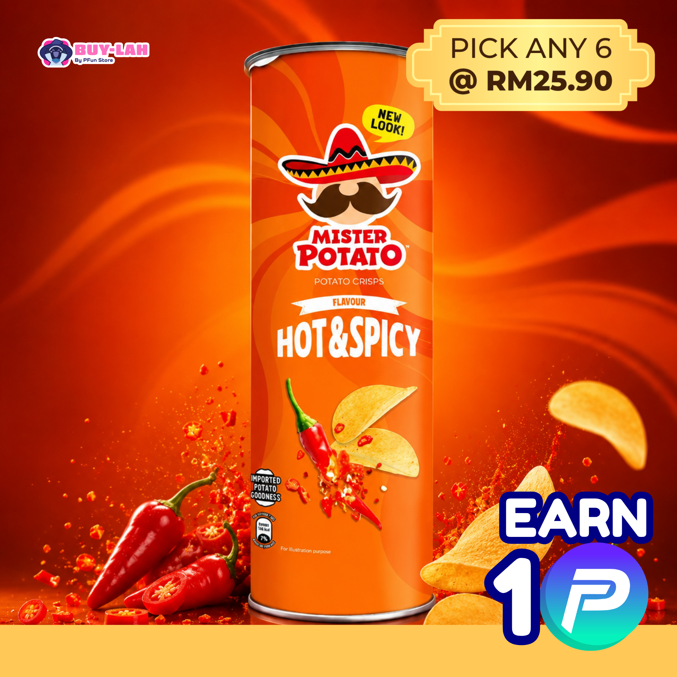 Mister Potato Crisps 125g — Hot & Spicy