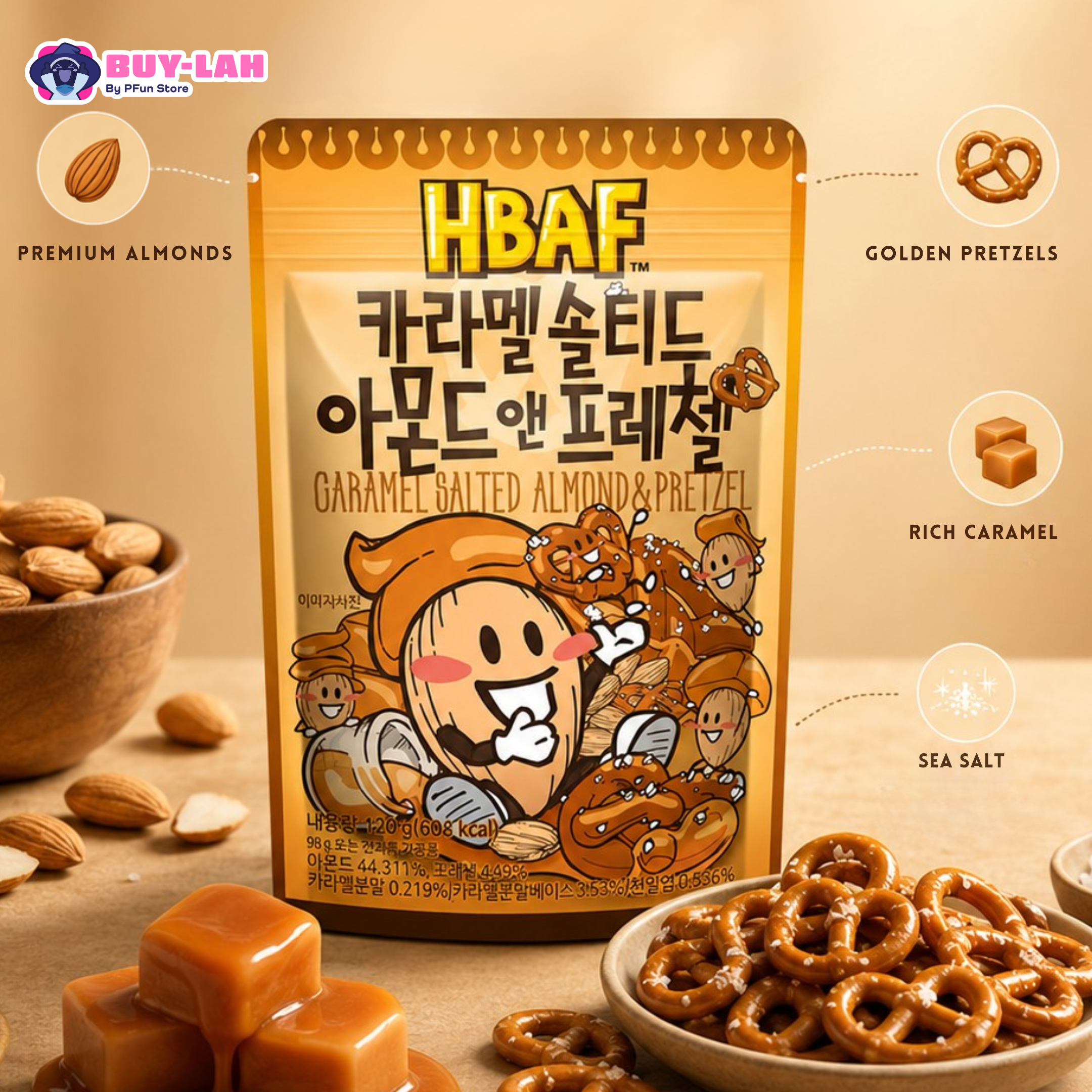 HBAF Caramel Salted Almond & Pretzel (120g)