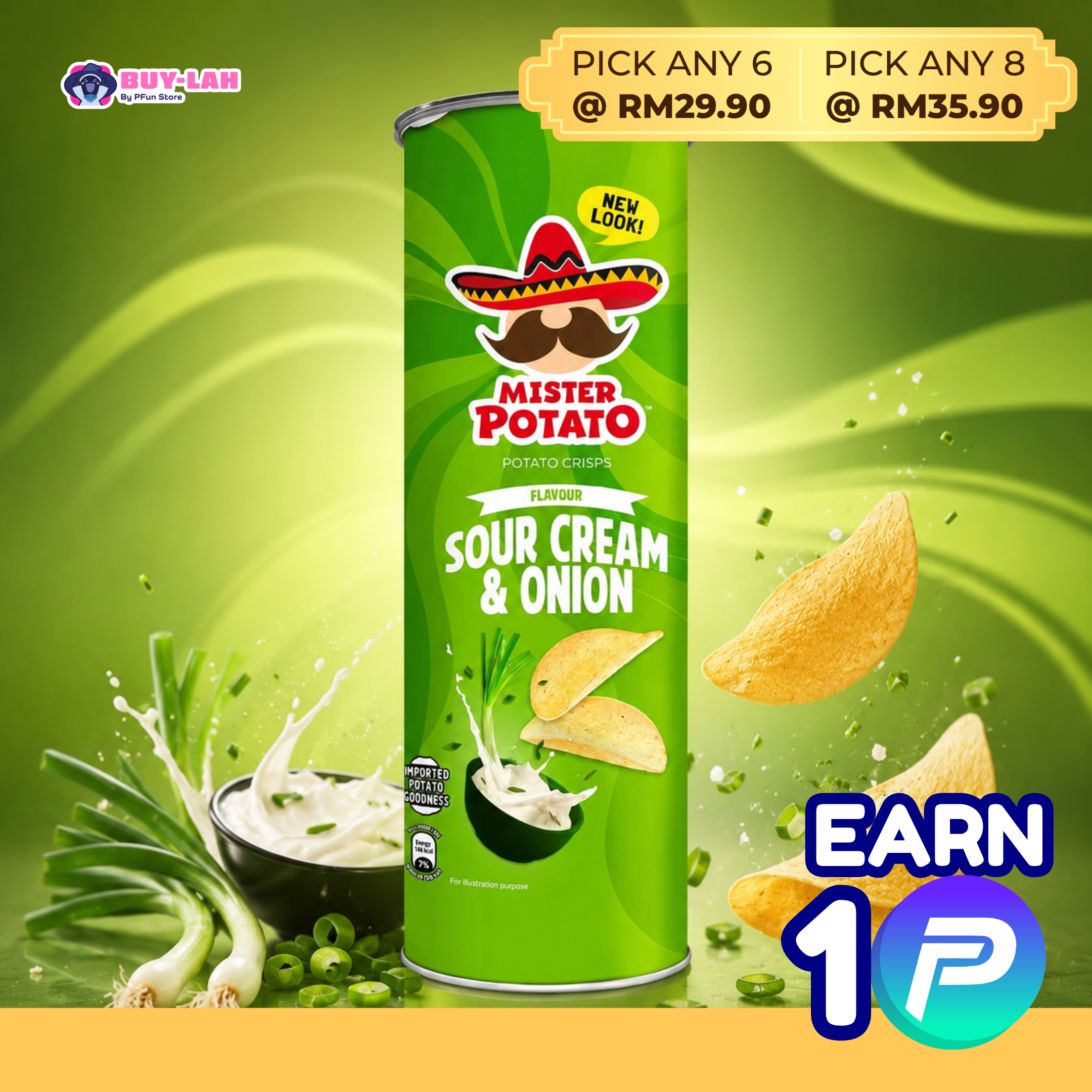 Mister Potato Crisps 125g — Sour Cream & Onion