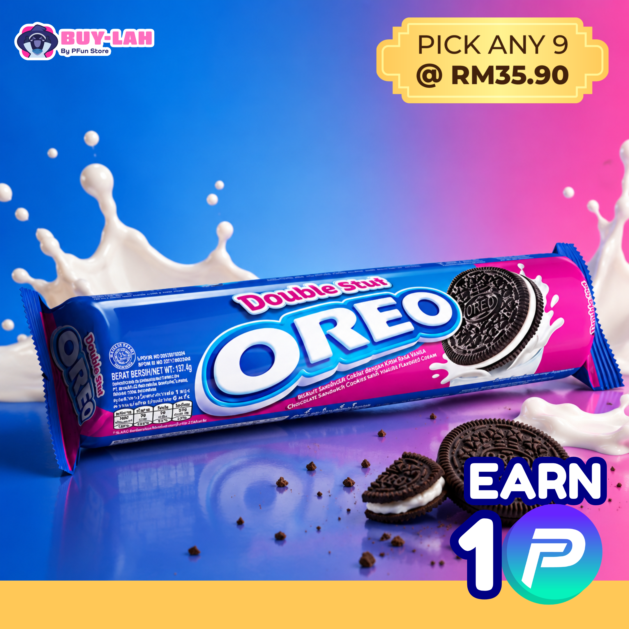 Oreo Double Stuf Sandwich Cookies 110.4g