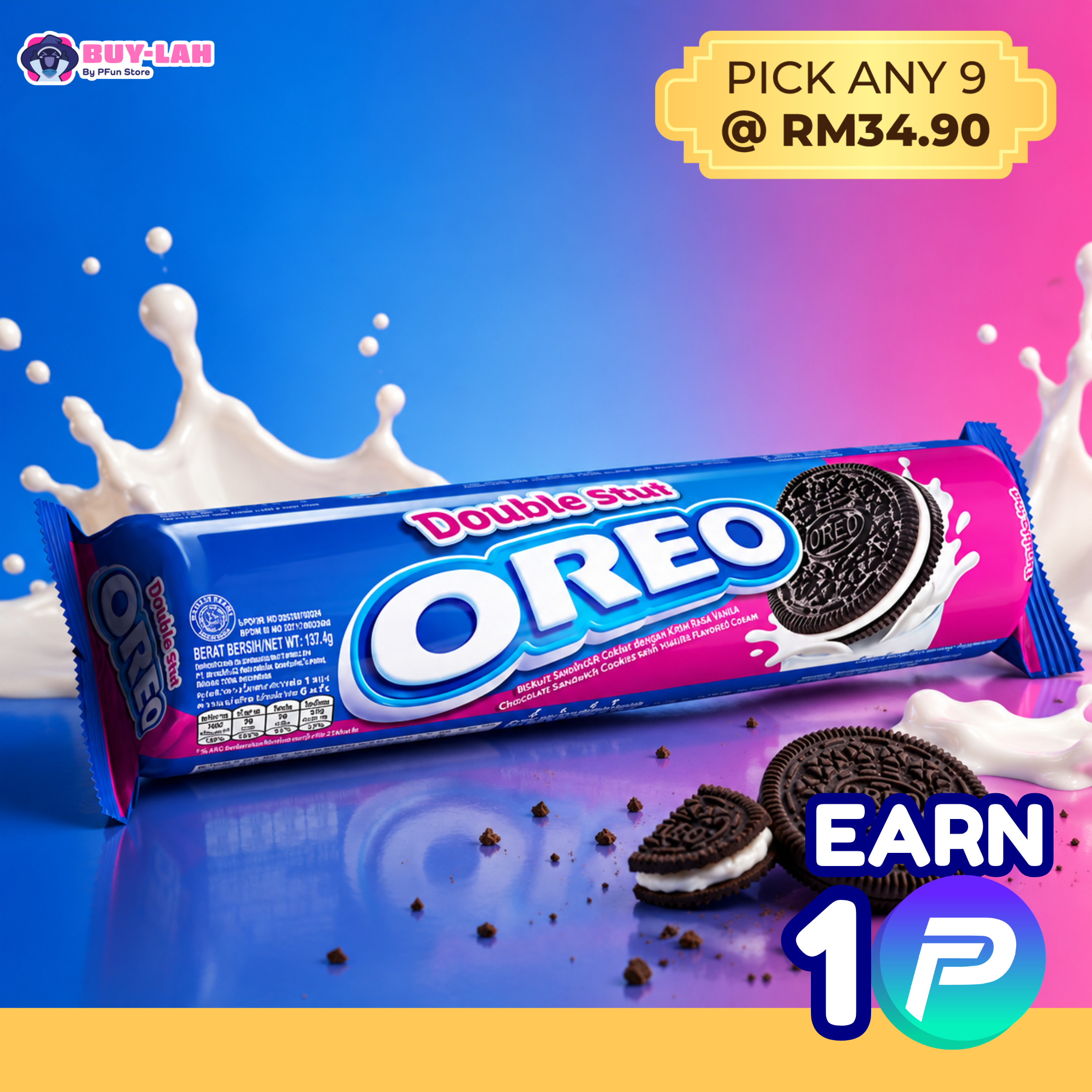 Oreo Double Stuf Sandwich Cookies 110.4g
