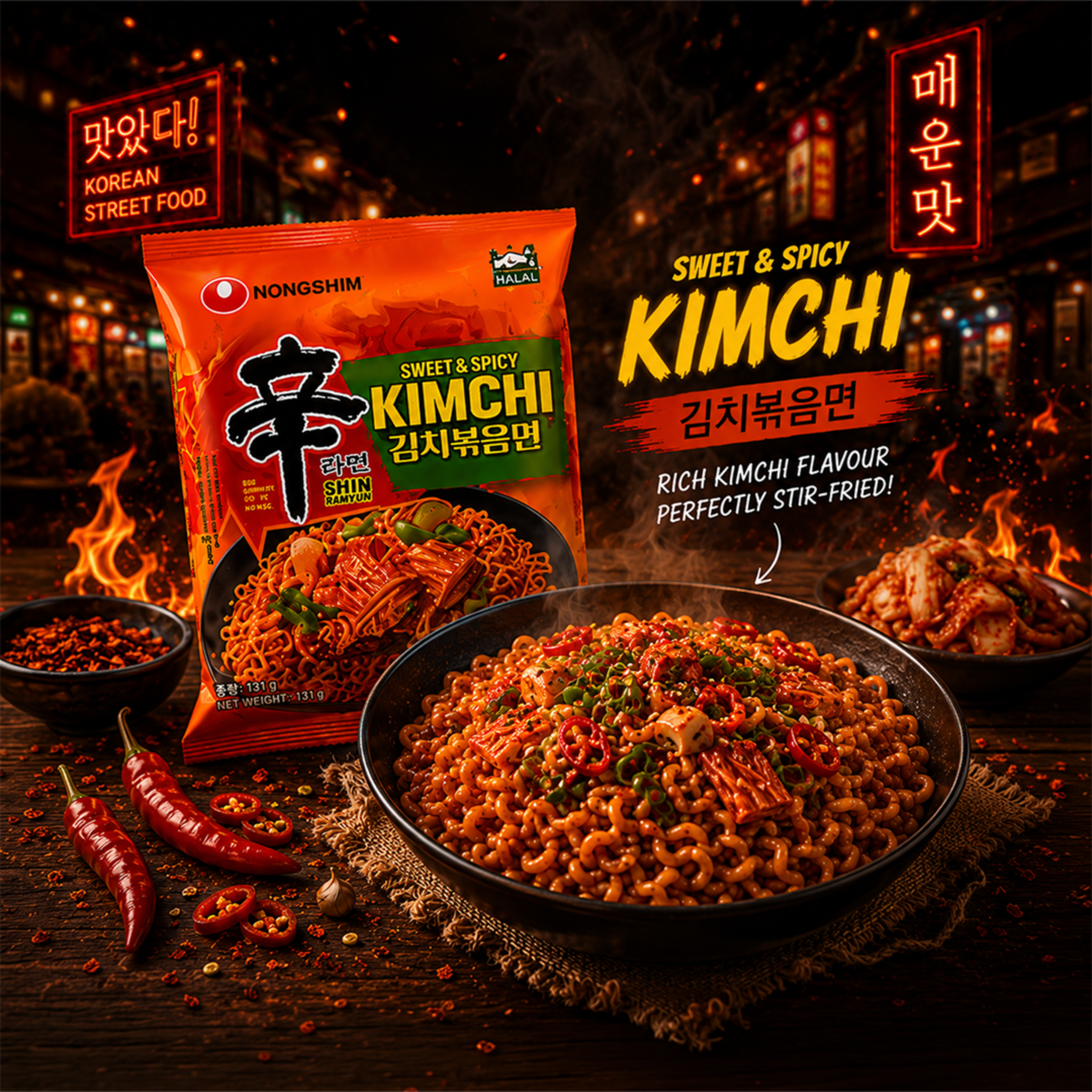 Nongshim Shin Ramyun Stir-Fry 3-Flavour Combo — Kimchi ×2 + Toomba ×2 + Tom Yum ×2 (6 Packs) | FREE Shipping 