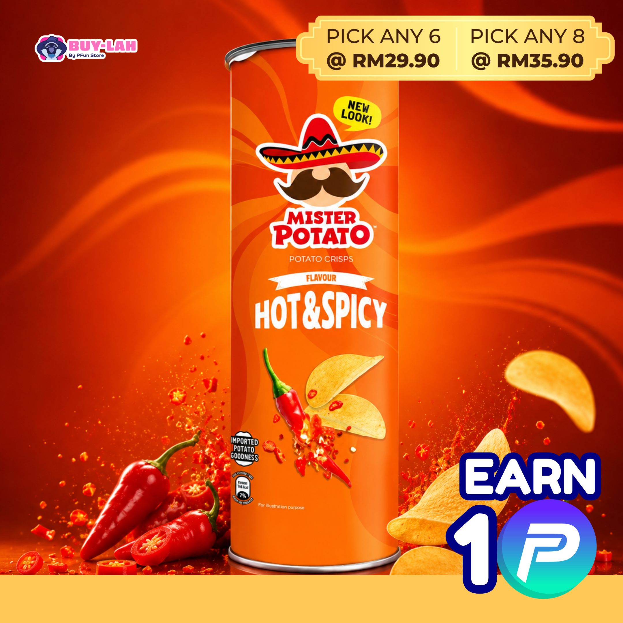 Mister Potato Crisps 125g — Hot & Spicy