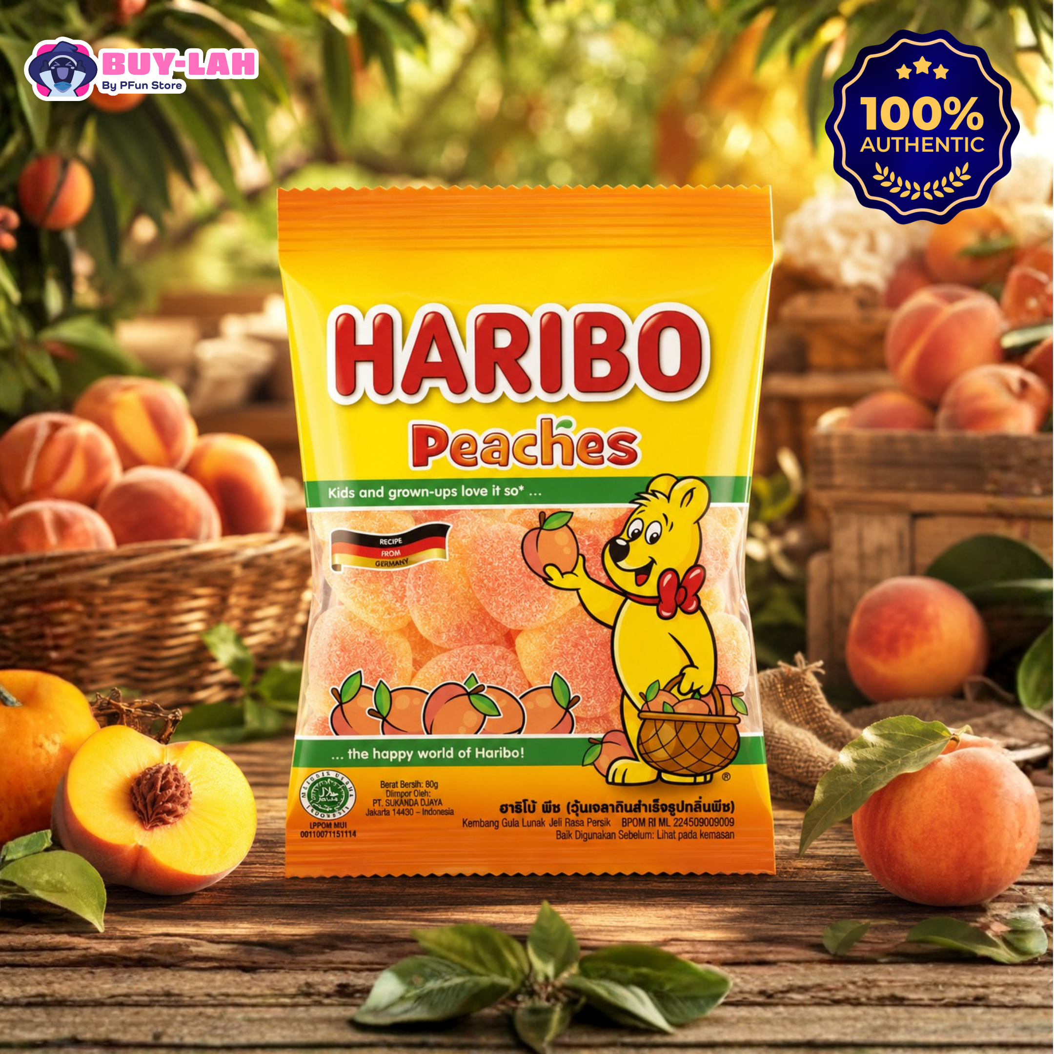 HARIBO Peaches Gummy Candy — Fruity