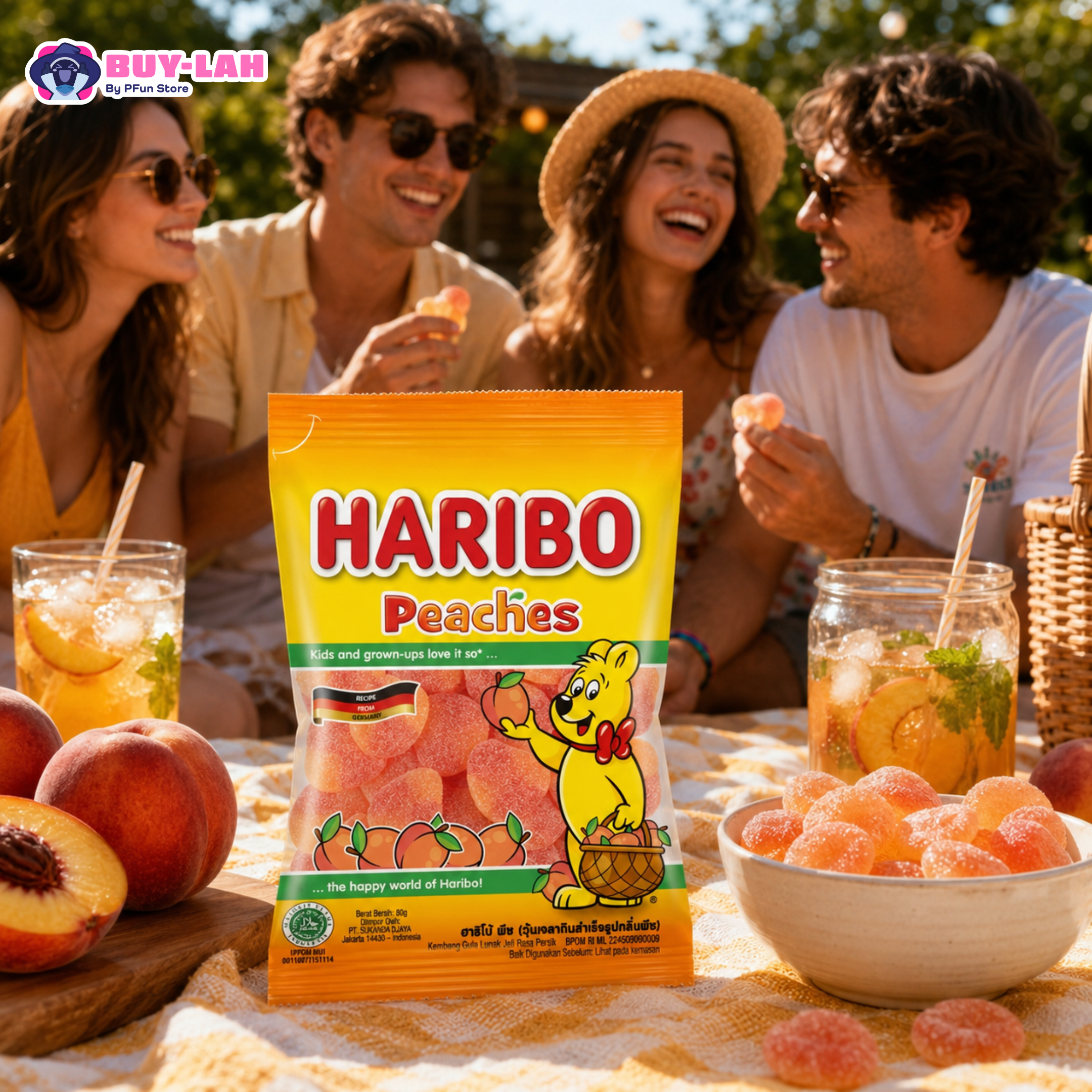 HARIBO Peaches Gummy Candy — Fruity