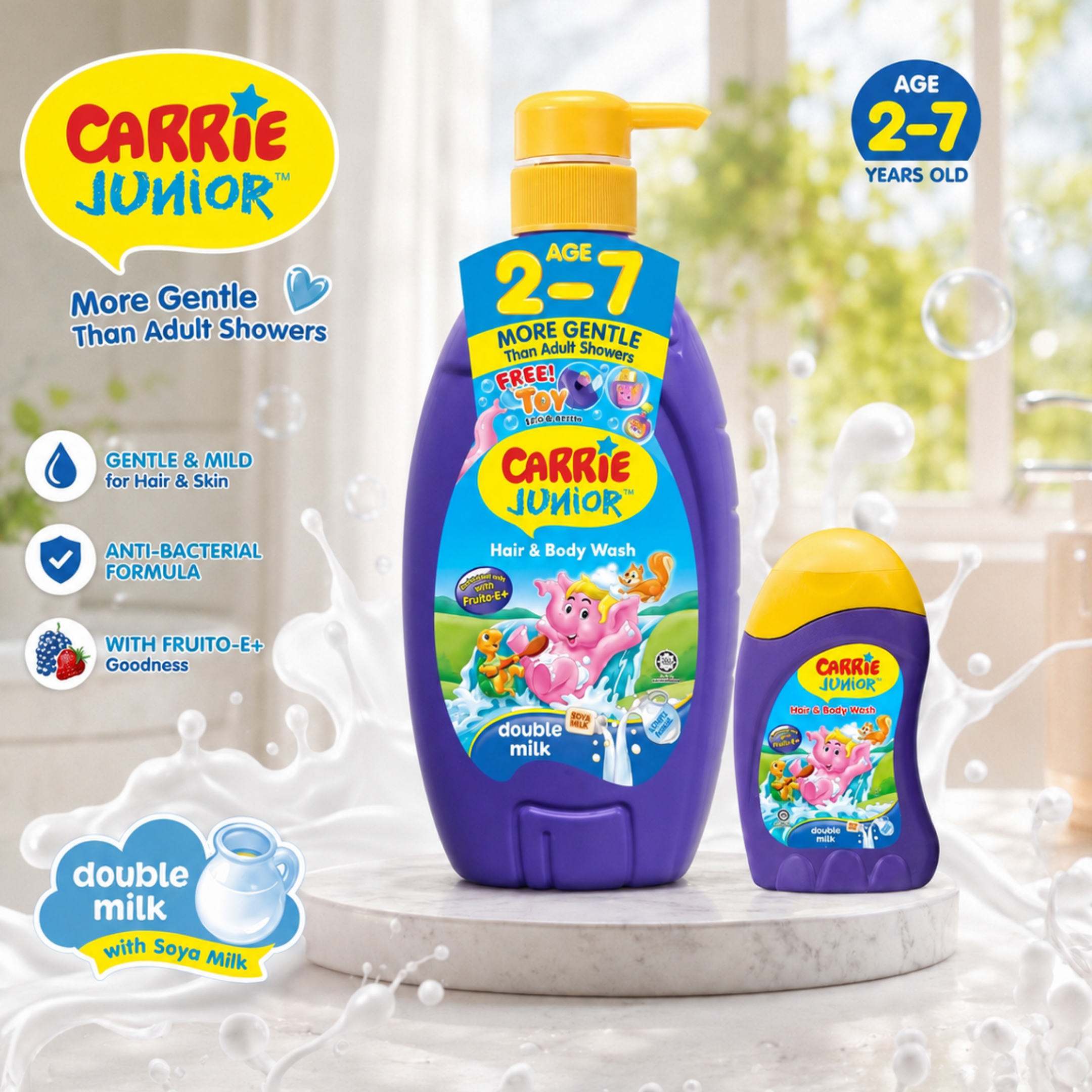 Carrie Junior Gentle Care Duo Set – 100g Big Bottle + 90g Travel Size