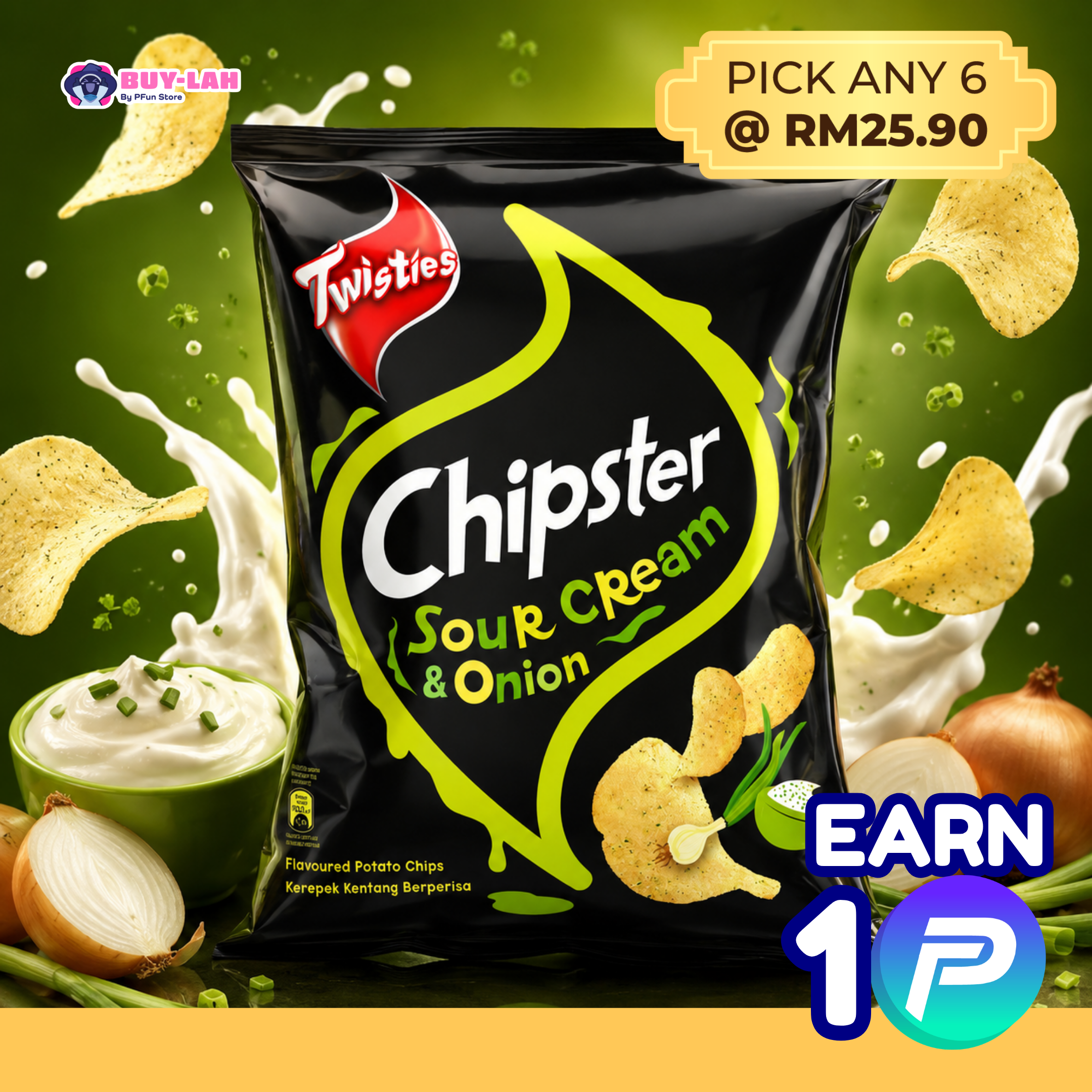 Twisties Chipster 60g — Sour Cream & Onion