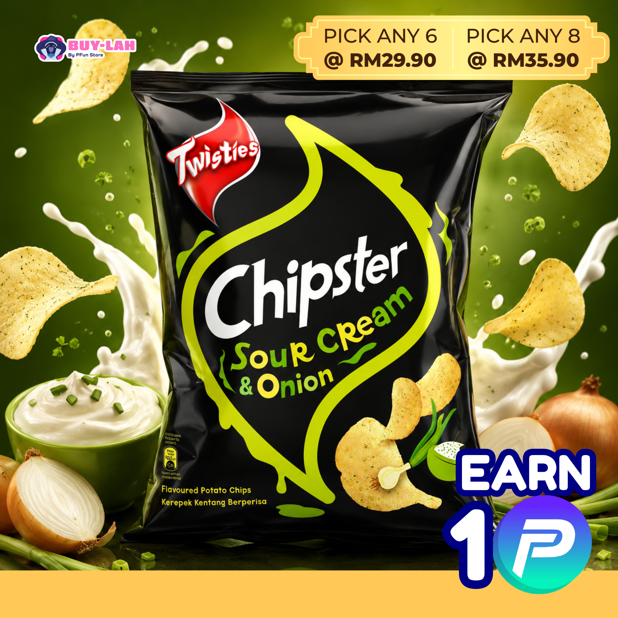 Twisties Chipster 60g — Sour Cream & Onion