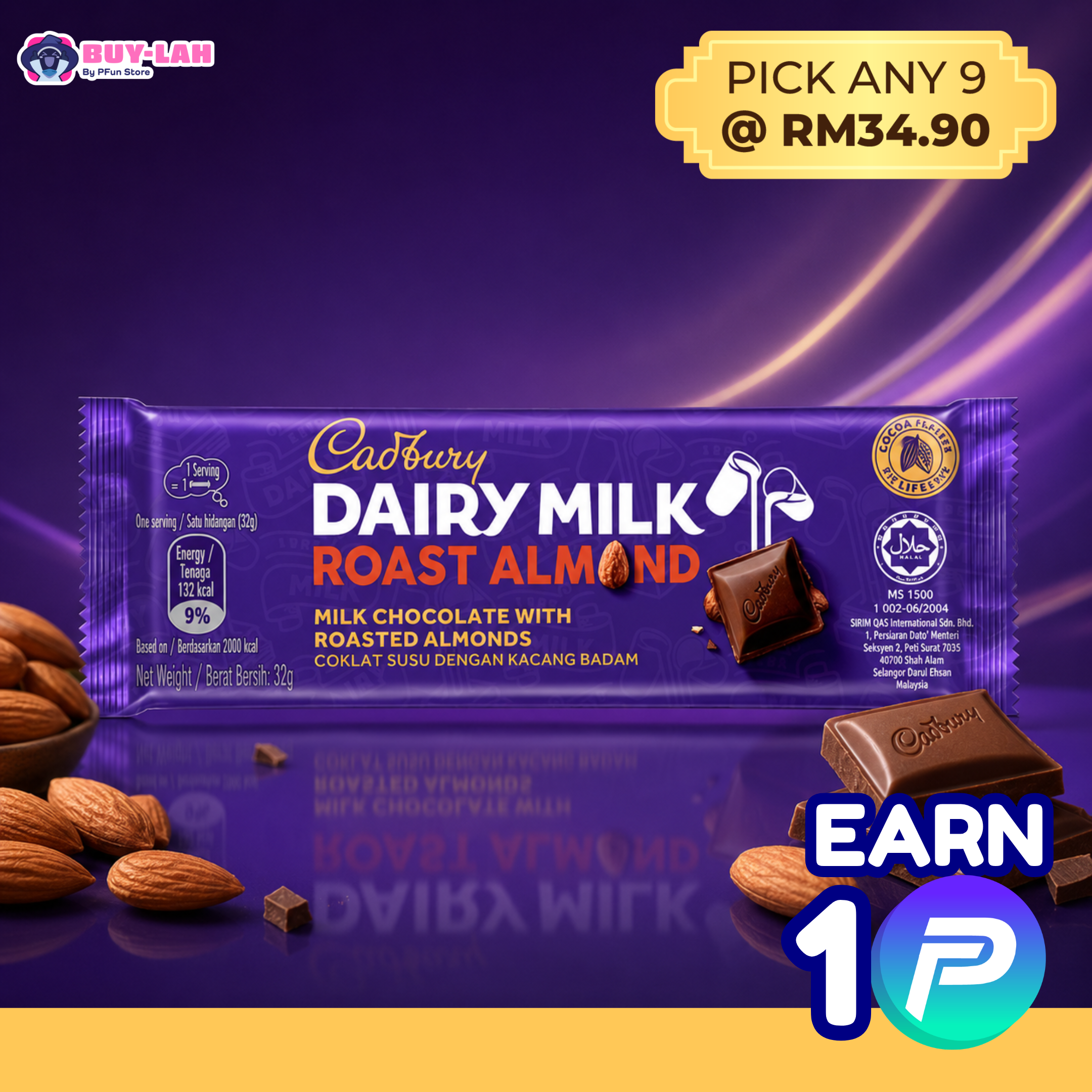  Cadbury Dairy Milk 34g — Roasted Almond