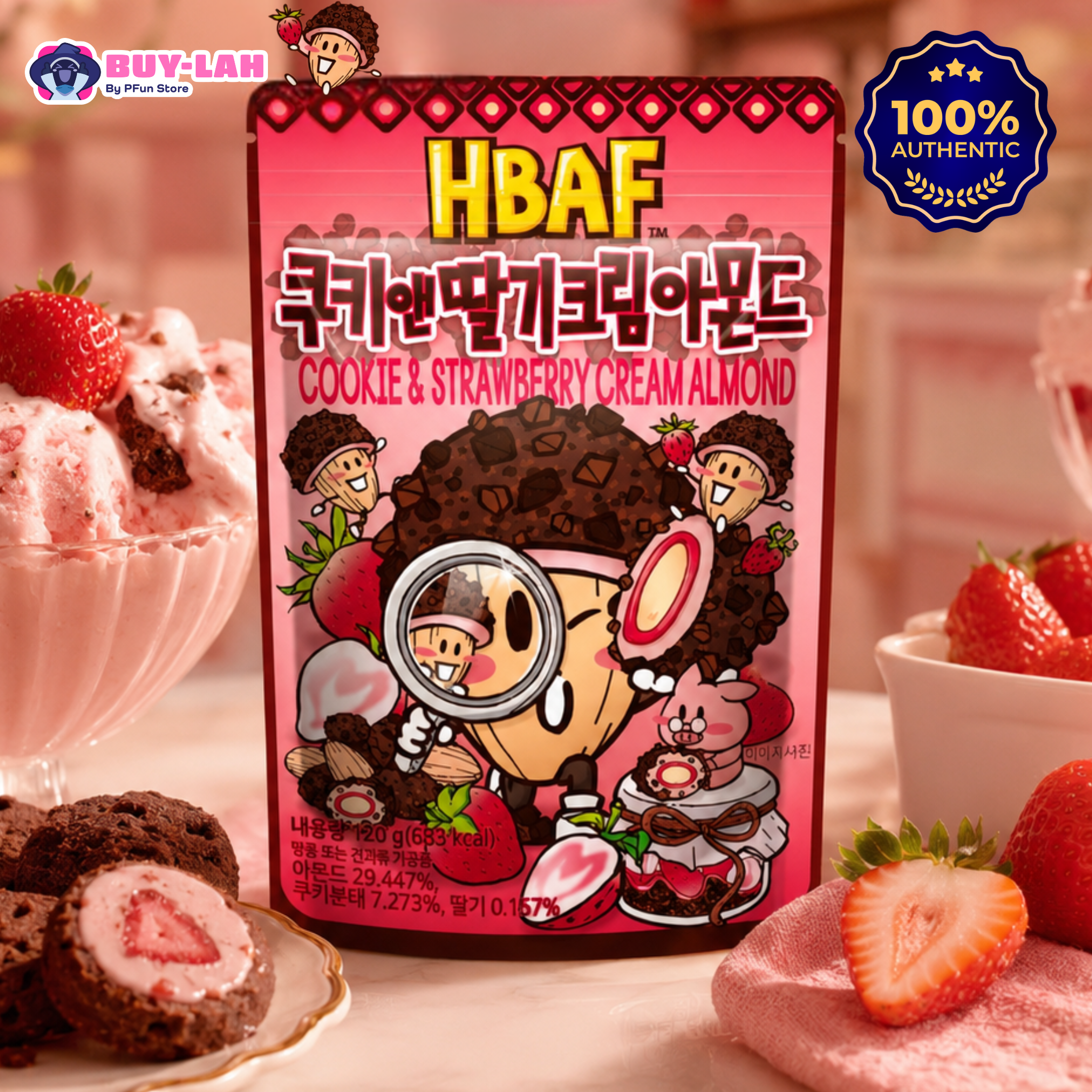 HBAF Cookie & Strawberry Cream Almond (120g)