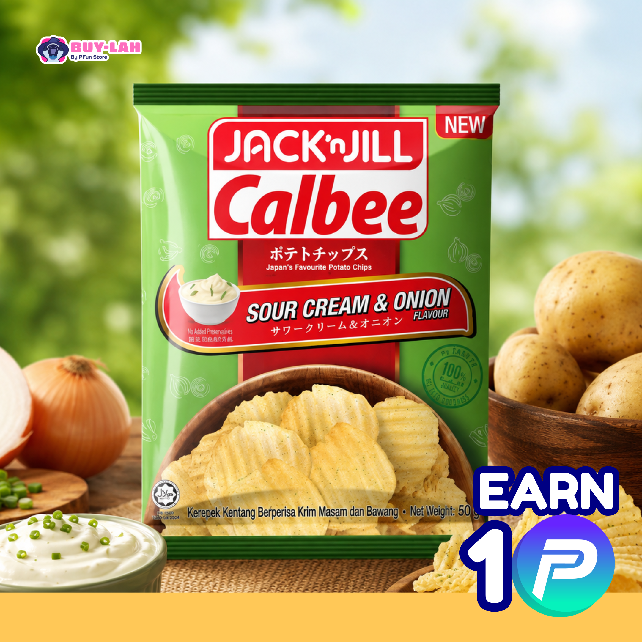  Jack 'n Jill Calbee Potato Chips 60g — Sour Cream & Onion