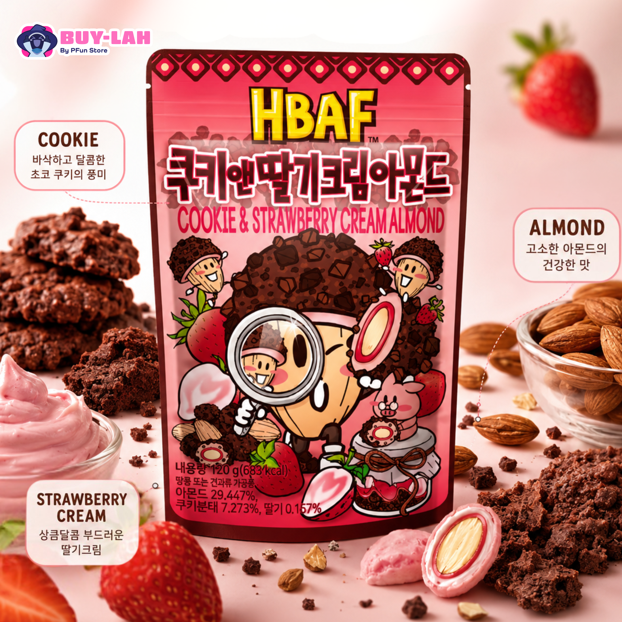 HBAF Cookie & Strawberry Cream Almond (120g)