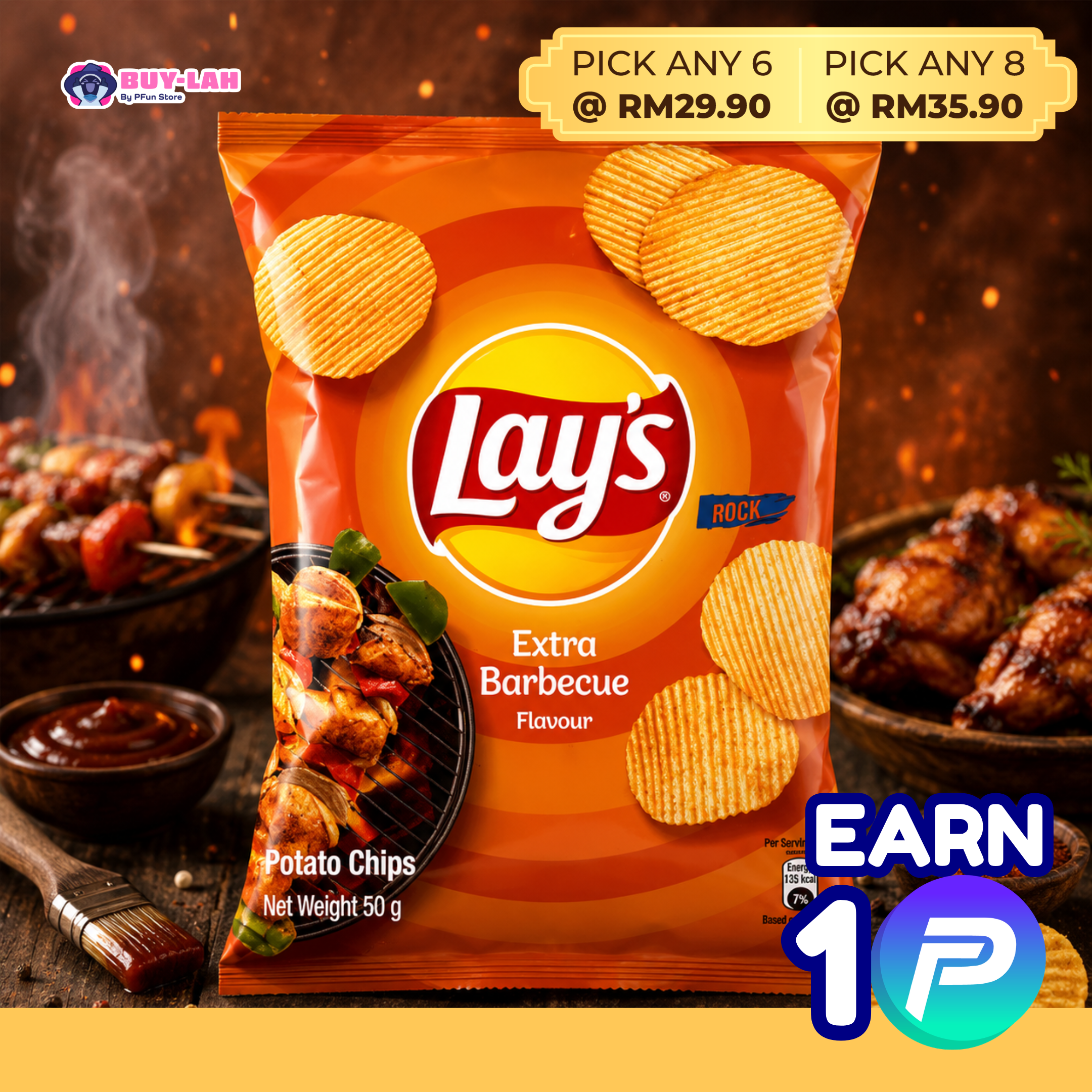 Lay's Extra Barbecue Potato Chips 50g