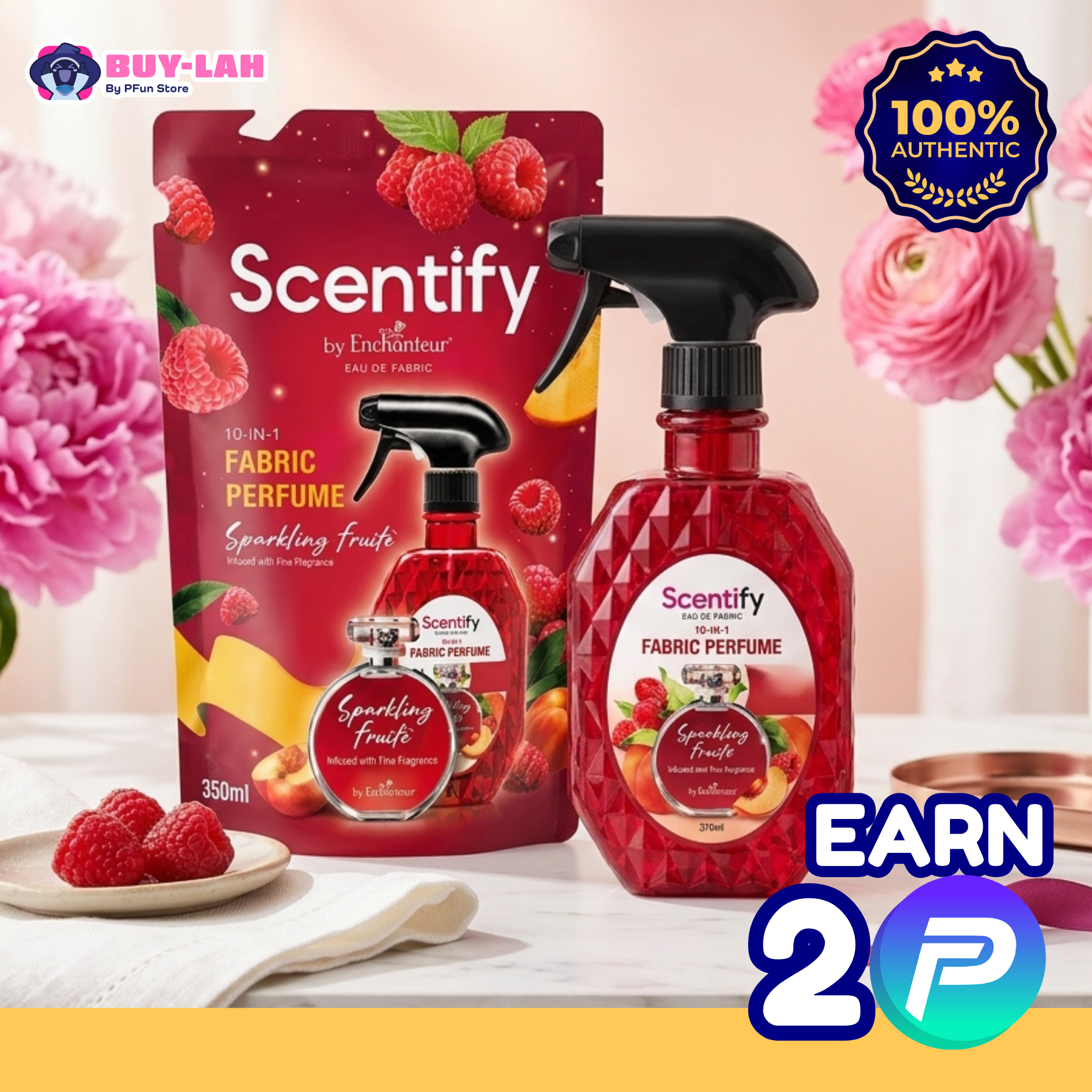 Scentify Fabric Perfume Refill Bundle – 370ml Spray + 350ml Refill Pack
