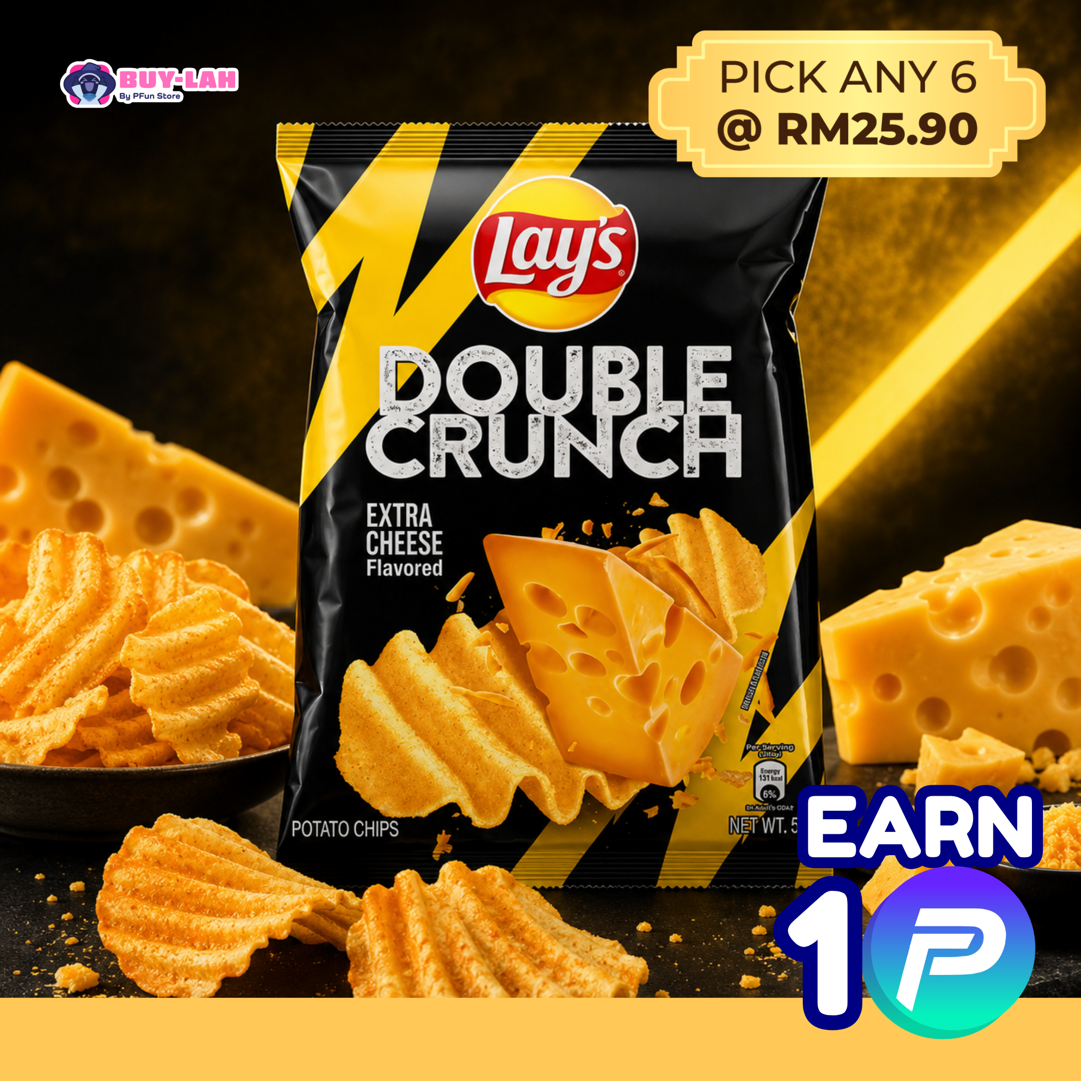  Lay's Extra Cheese Potato Chips 50g
