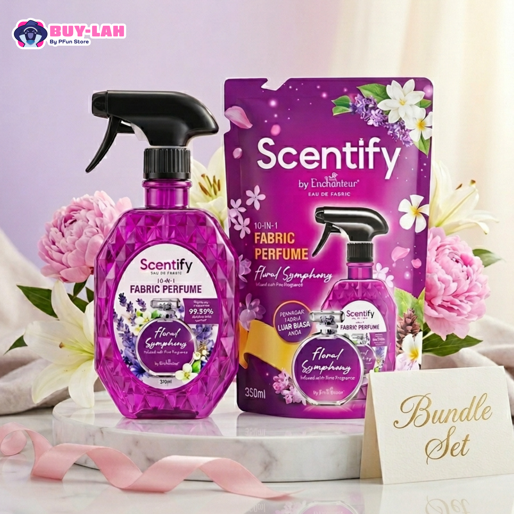 Scentify Fabric Perfume Refill Bundle – 370ml Spray + 350ml Refill Pack